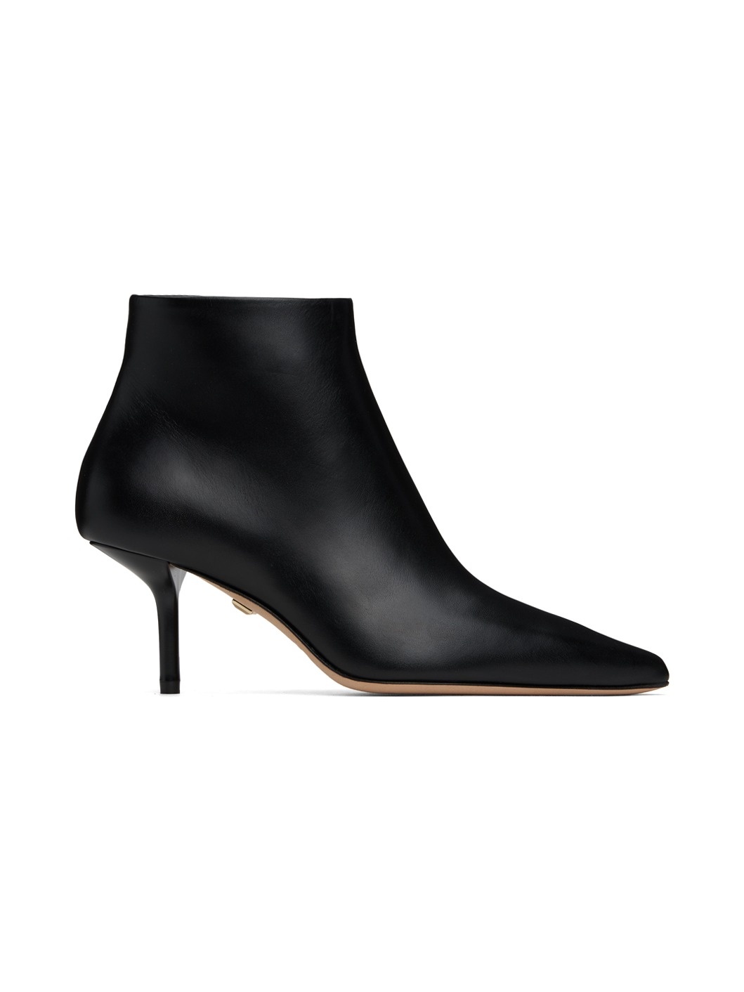 Black Leather Zip Ankle Boots - 1