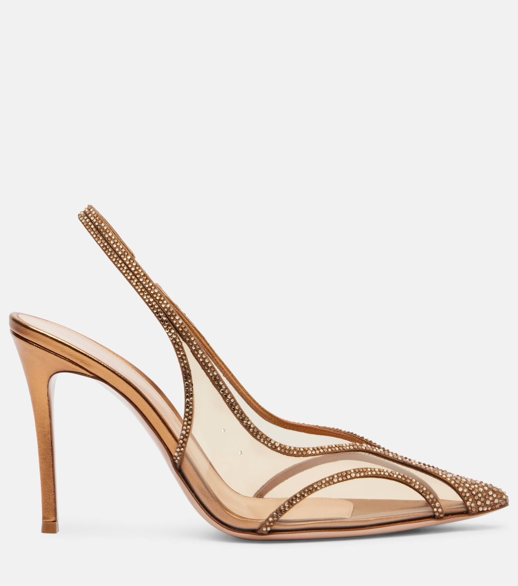 Diana 95 leather-trimmed PU slingback pumps - 4