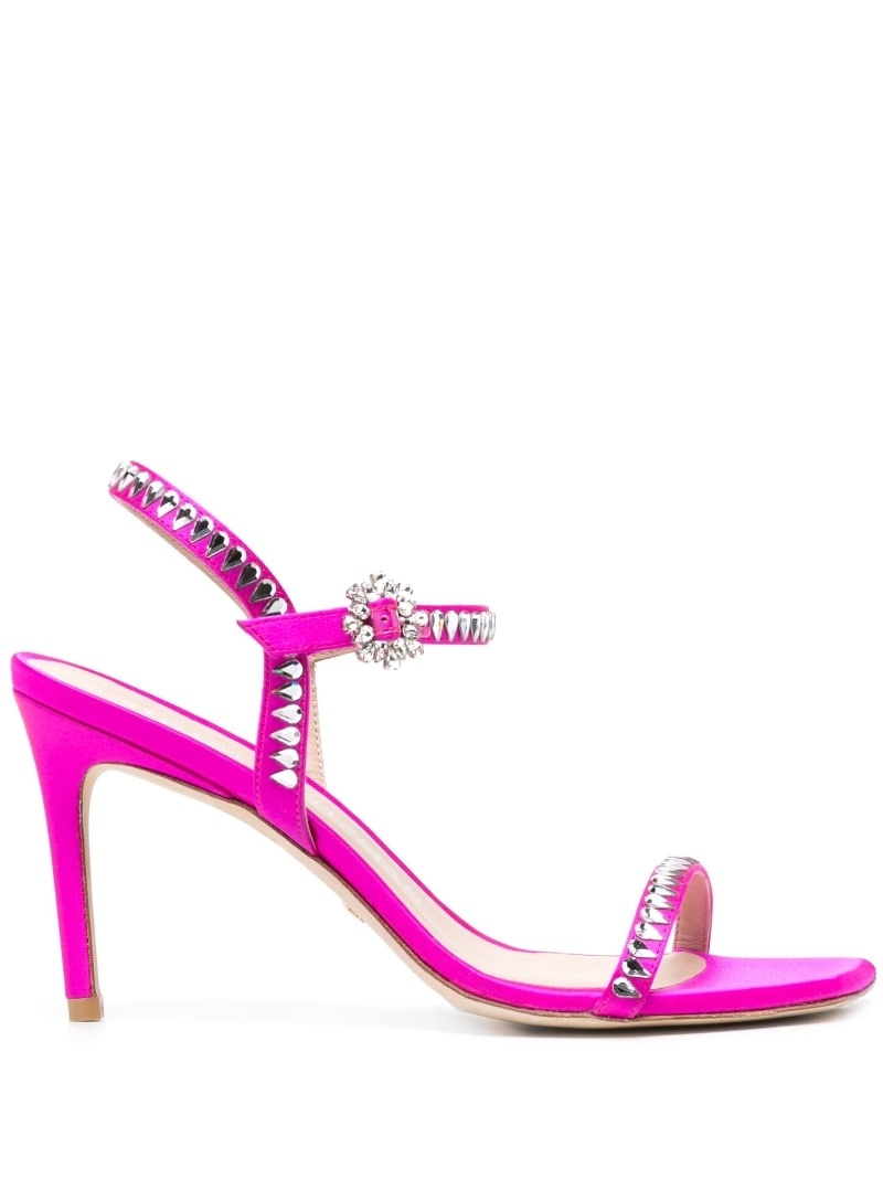crystal-embellished leather sandals - 1