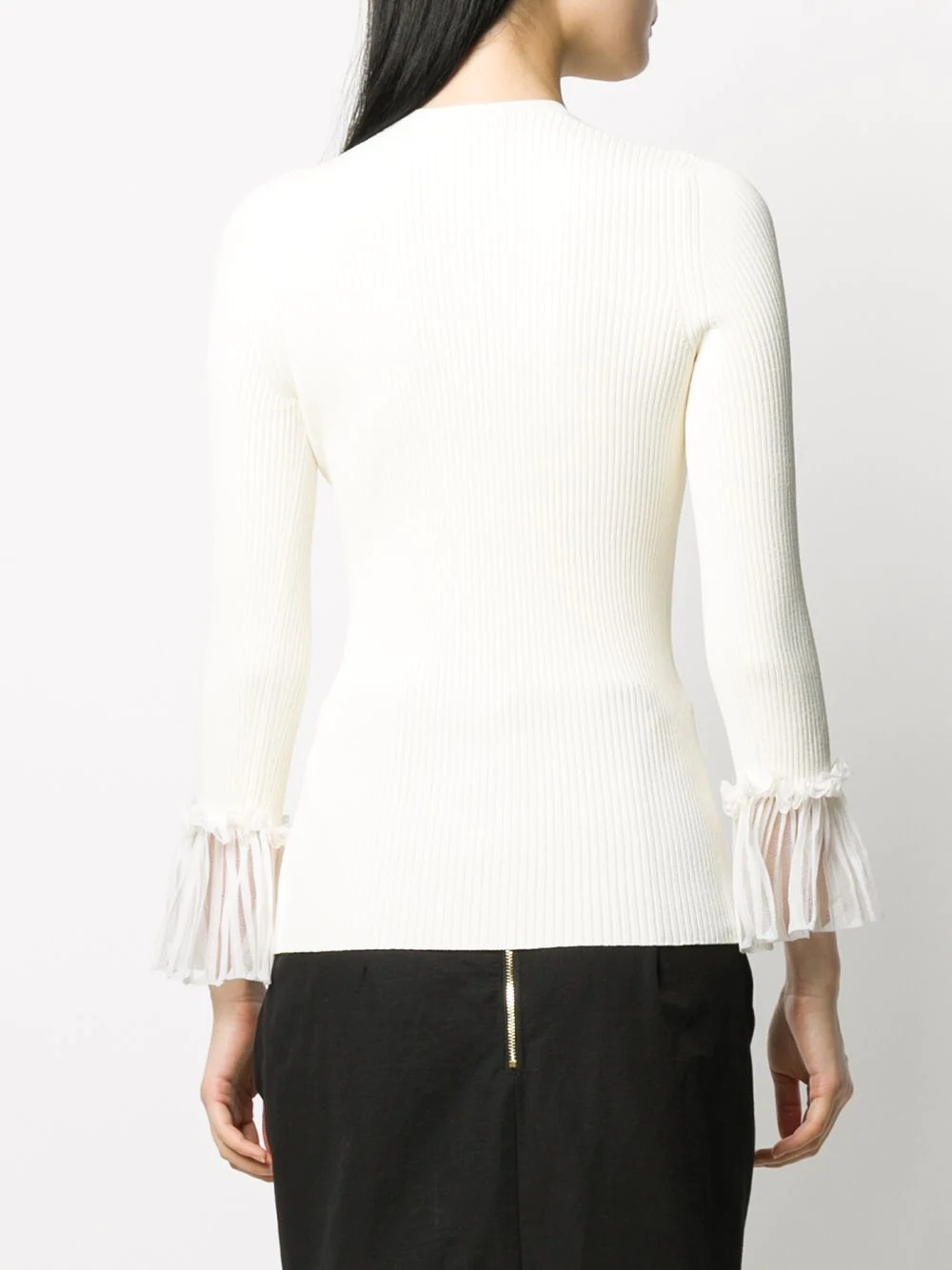 ribbed pleated detail top - 4