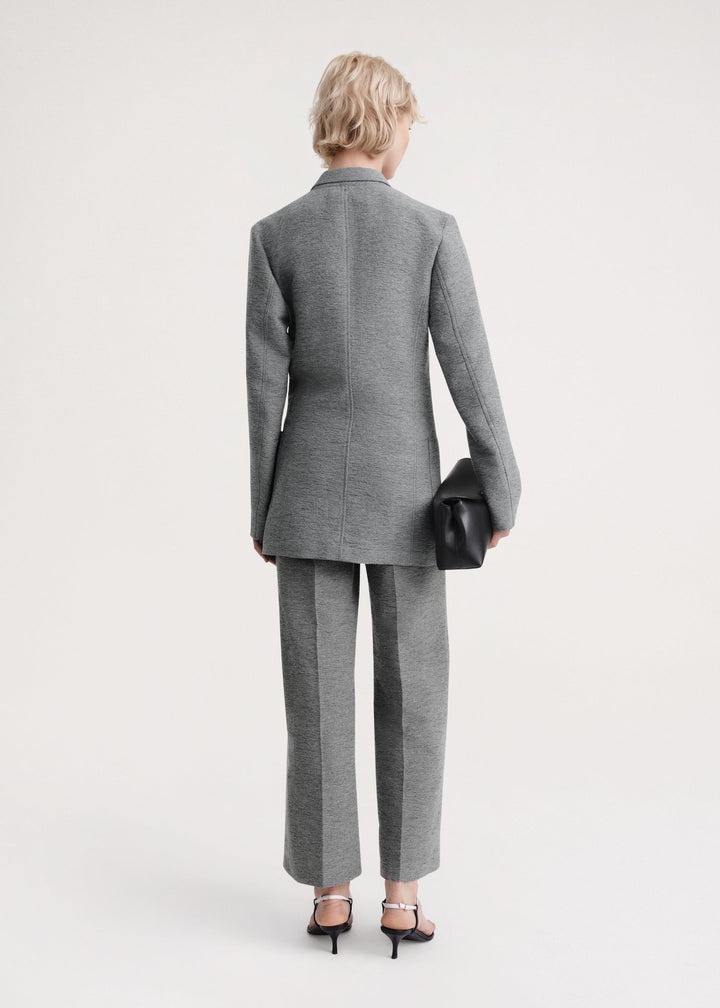 Slim wool-blend blazer grey mélange - 4