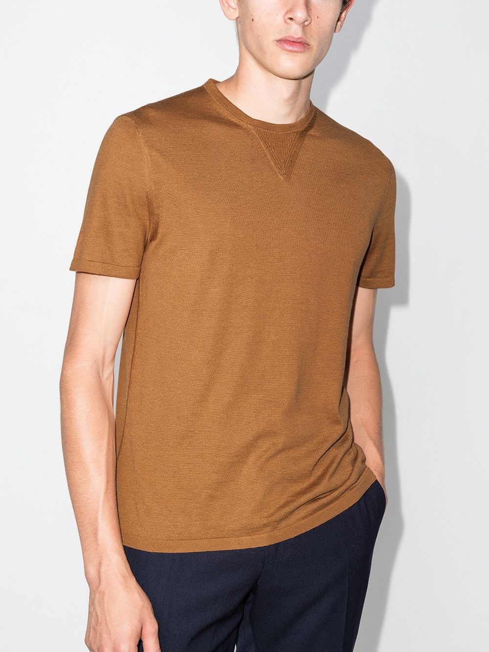 crew-neck silk-cotton blend T-shirt - 2