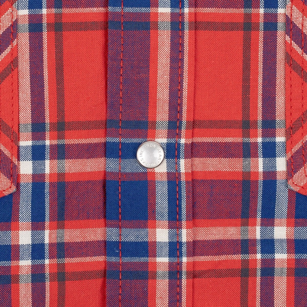 IHSH-359-RED 5oz Selvedge Madras Check Short Sleeved Western Shirt - Red - 10