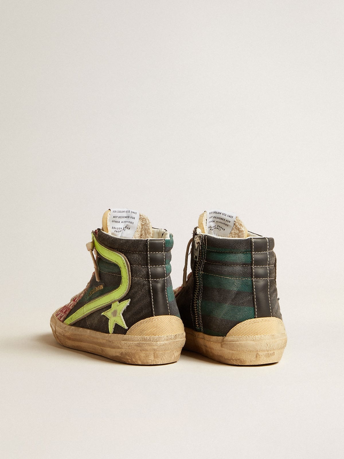 Men’s Slide LAB in camo canvas with yellow leather star and flash - 4