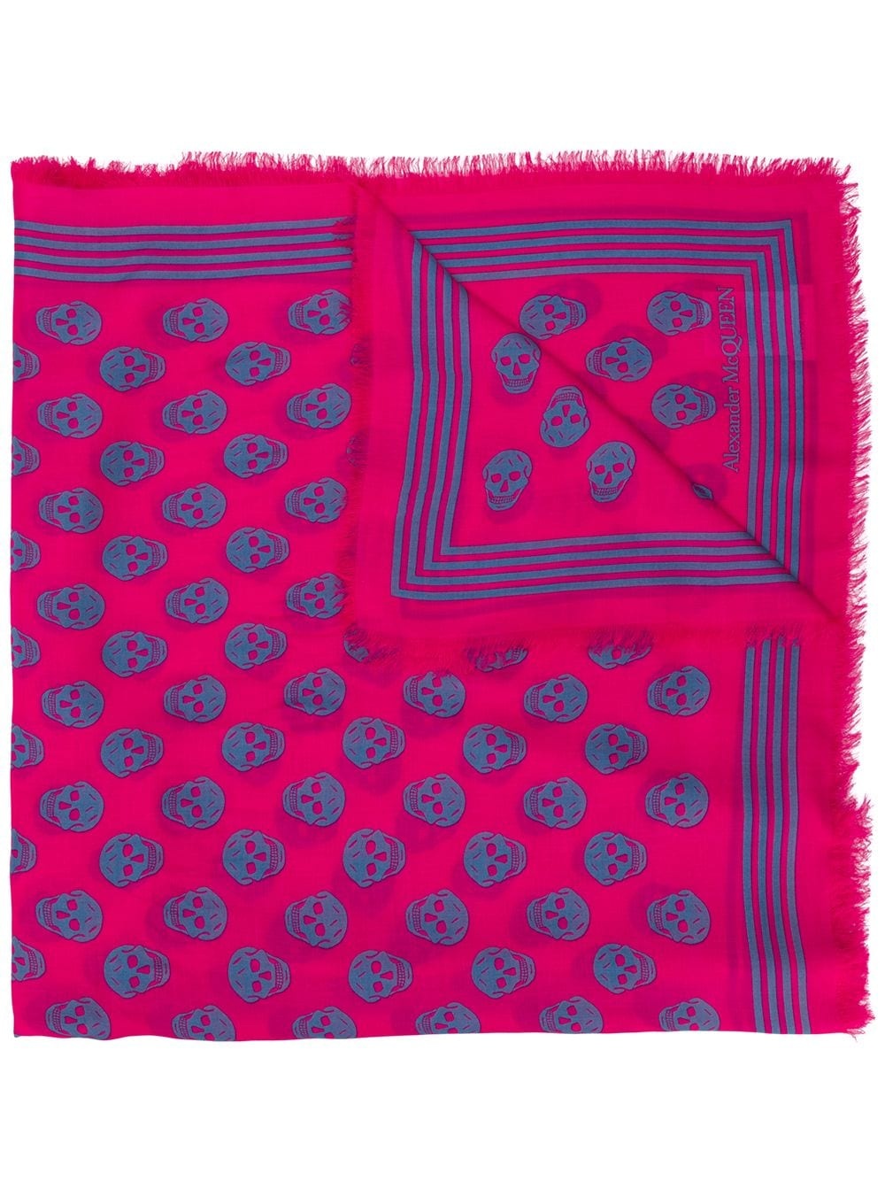 skull-motif fringed scarf - 1