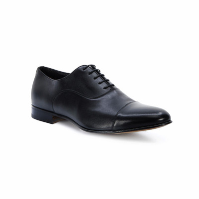 Santoni Men's polished black leather Oxford shoe outlook