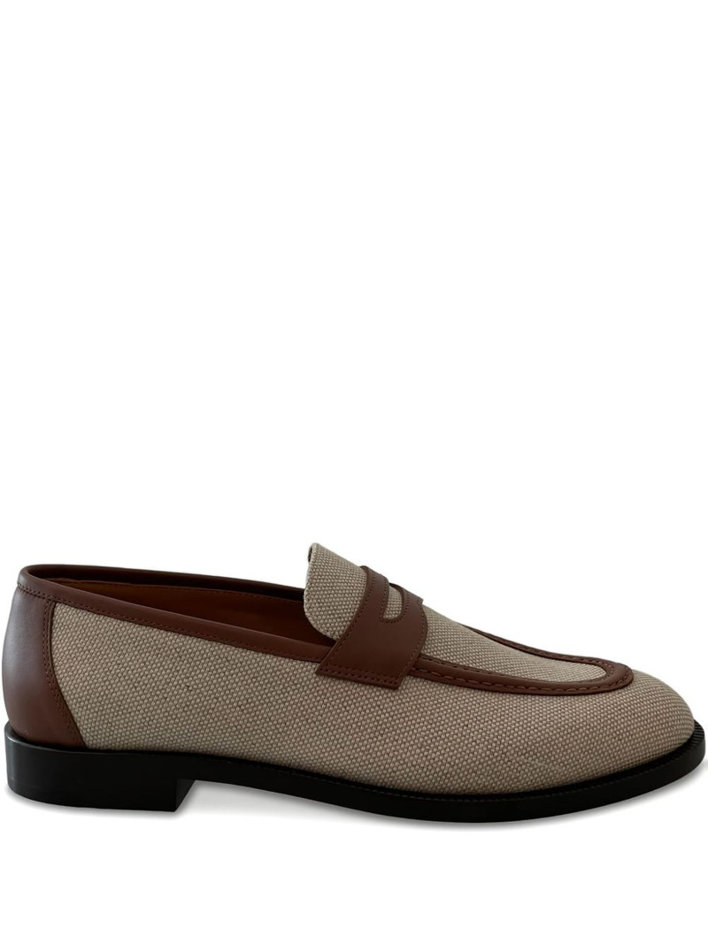Sergio leather-trimmed canvas loafers 1