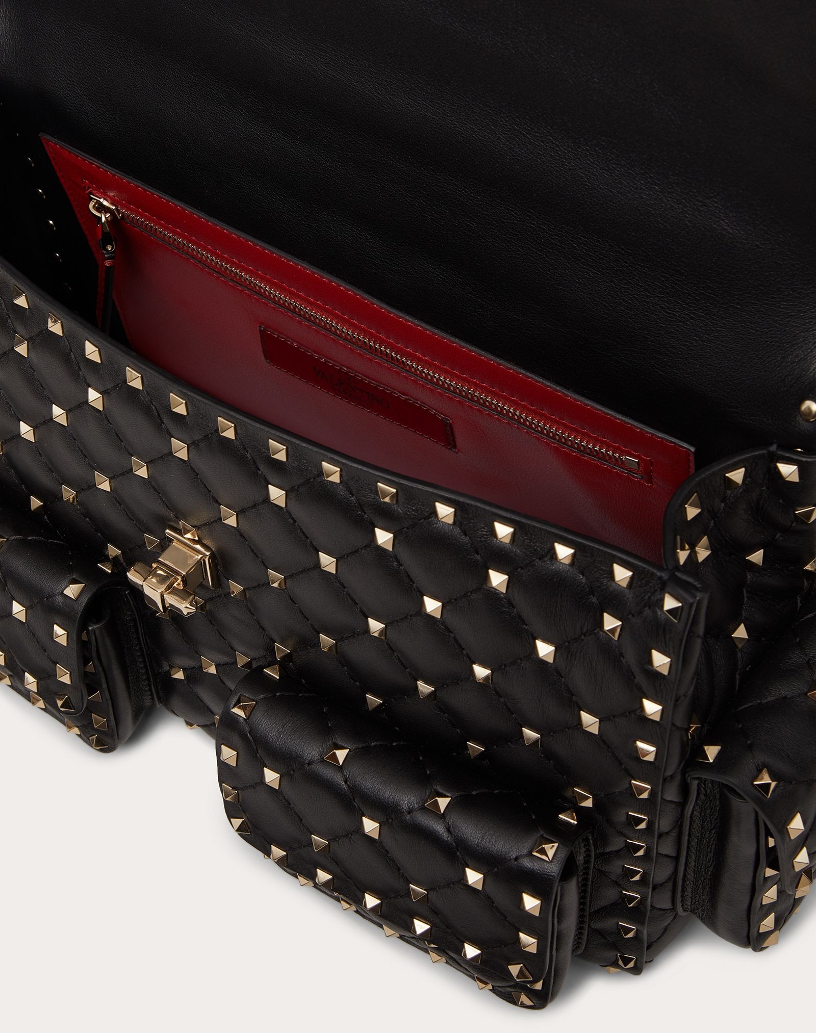 Rockstud Spike Nappa Bag with Pockets - 4