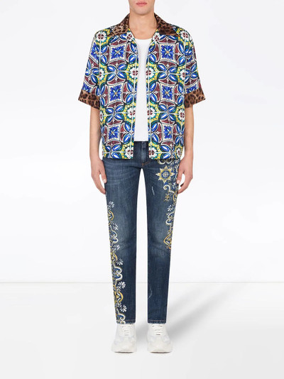 Dolce & Gabbana Tile-print slim-fit jeans outlook