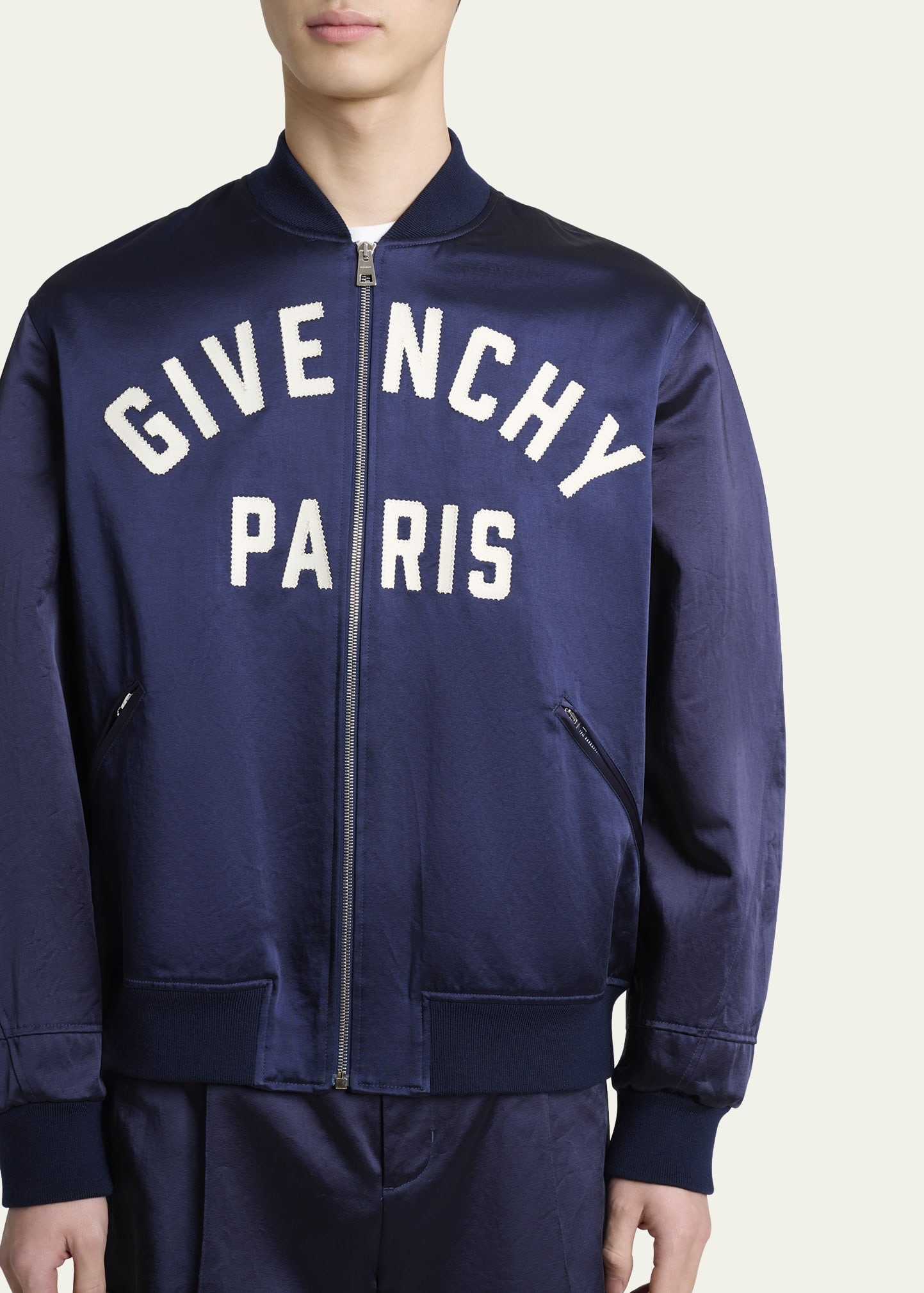 Men's Satin Logo Bomber Jacket - 5