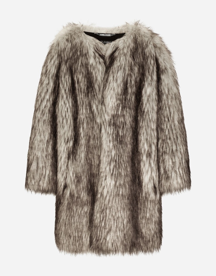 Single-breasted faux fur coat - 3