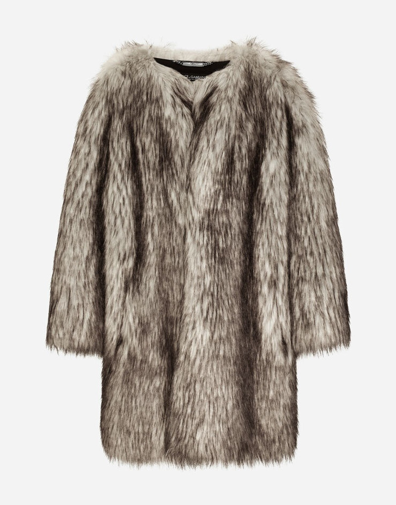Single-breasted faux fur coat 3