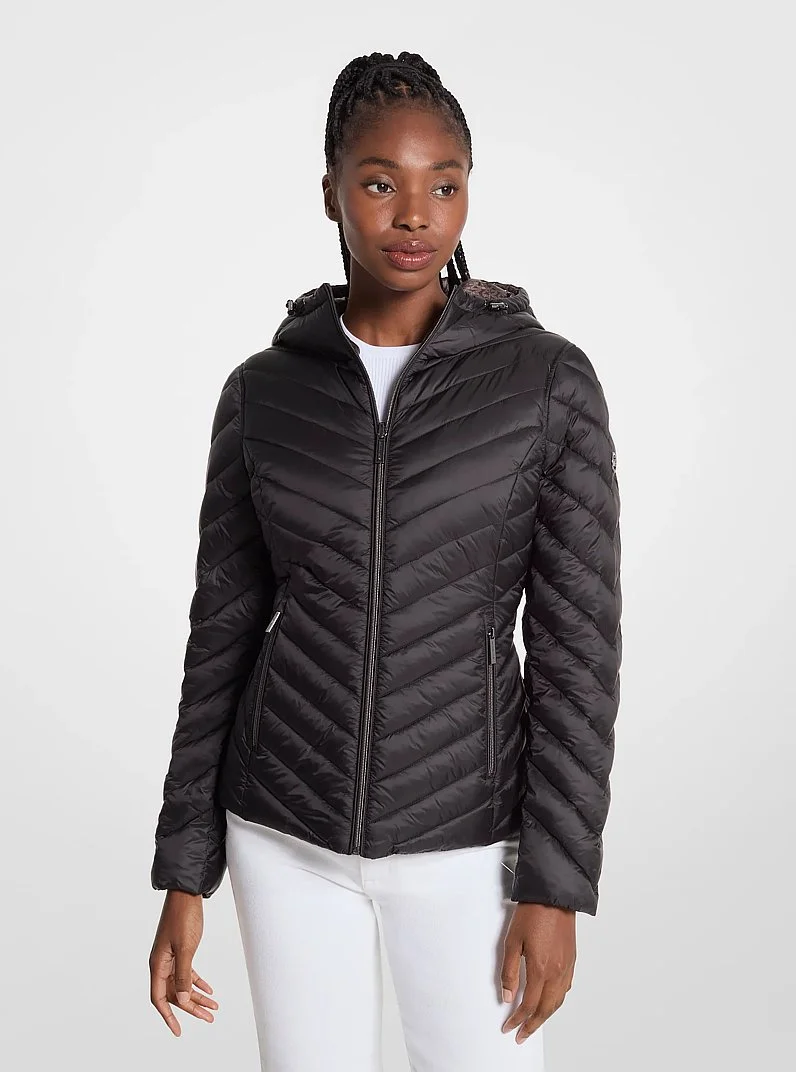 Chevron Logo Print Quilted Nylon Reversible Jacket - 1