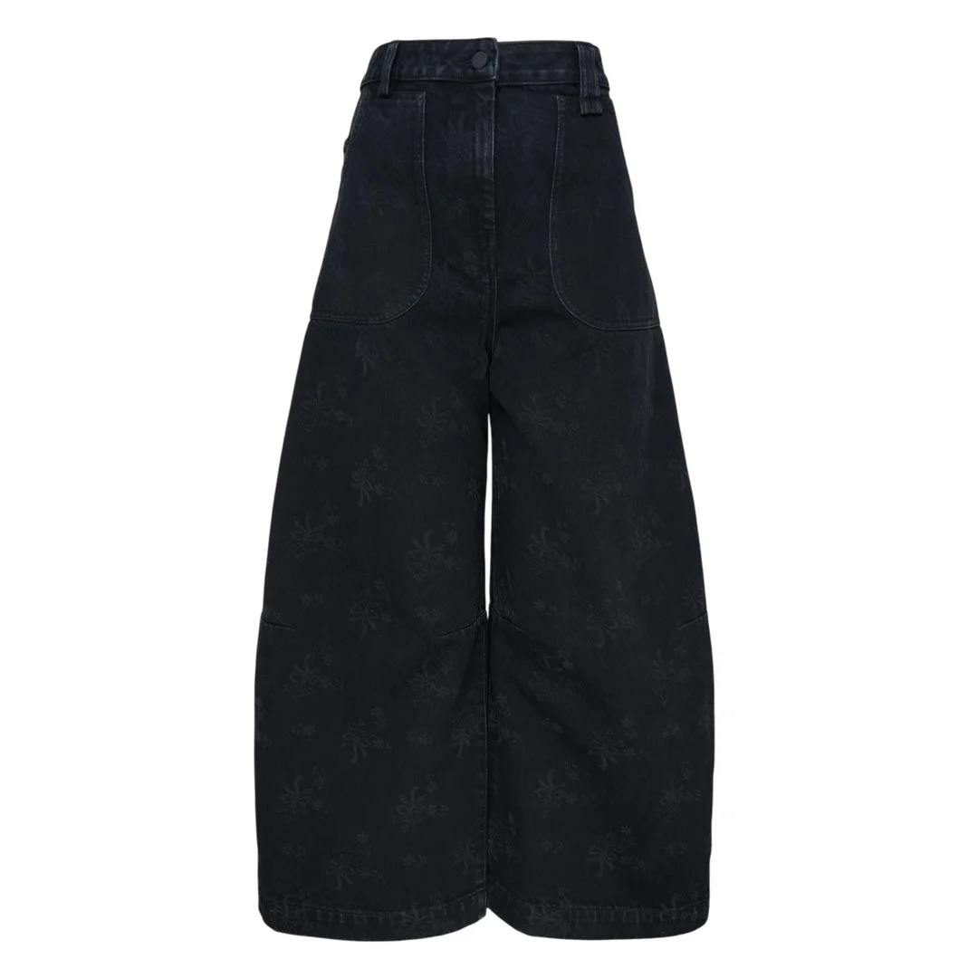Cropped Wide Leg Utility Jeans - 1