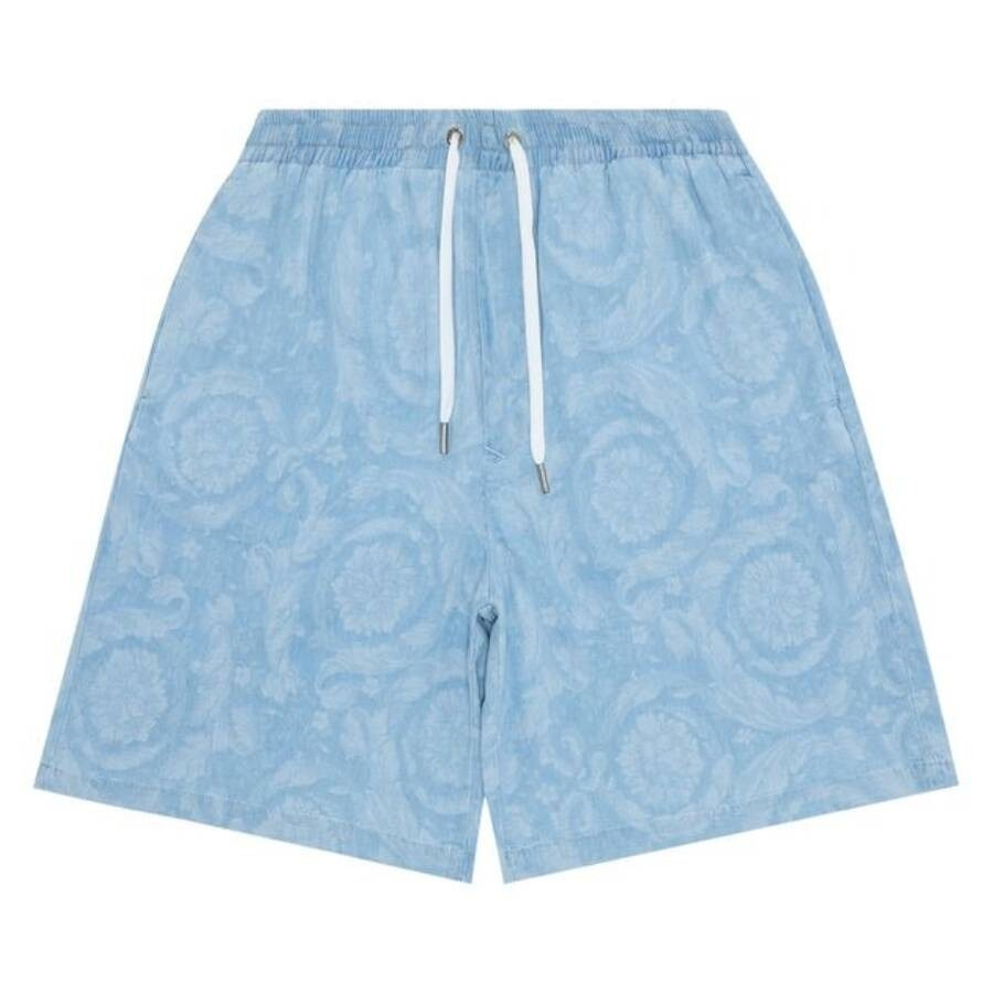 Versace Barocco Pattern Chambray Shorts - 5