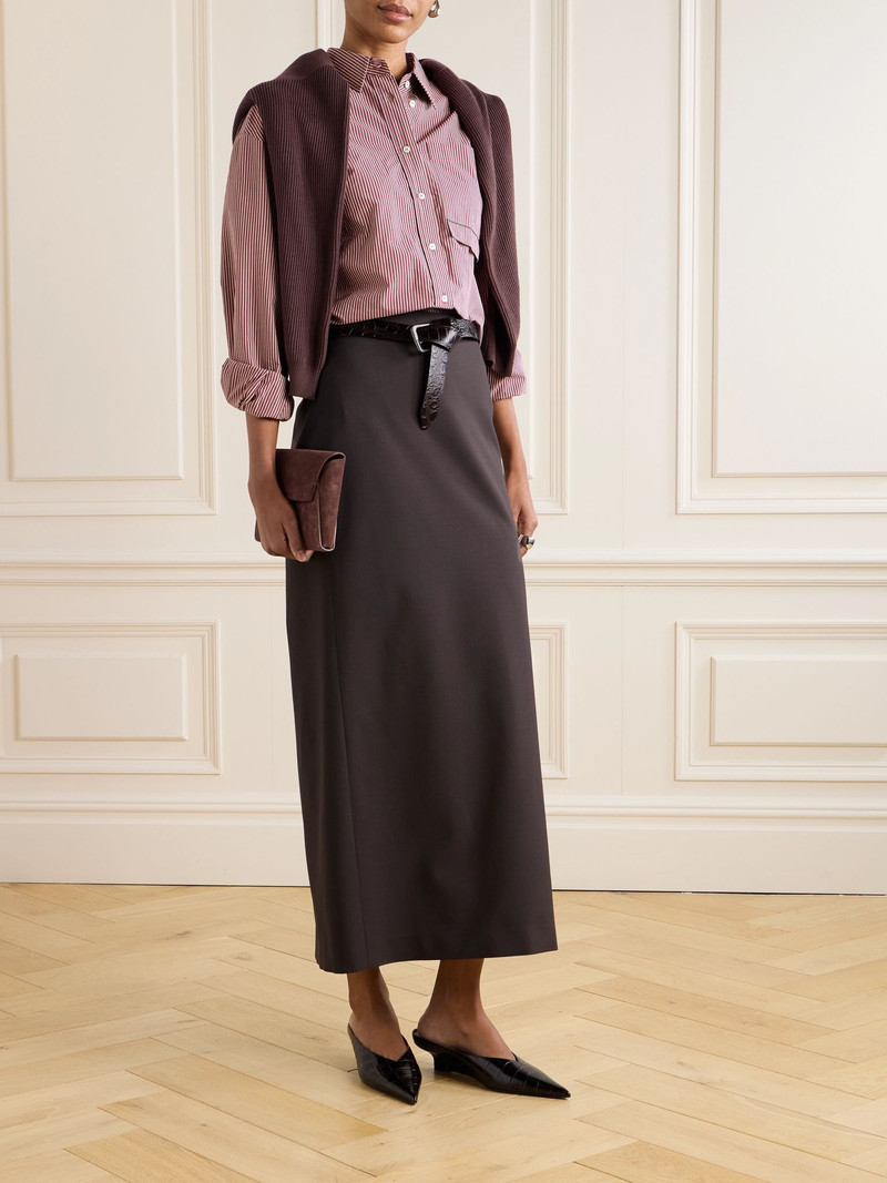 Brunello Cucinelli Wool-blend midi skirt Brown outlook