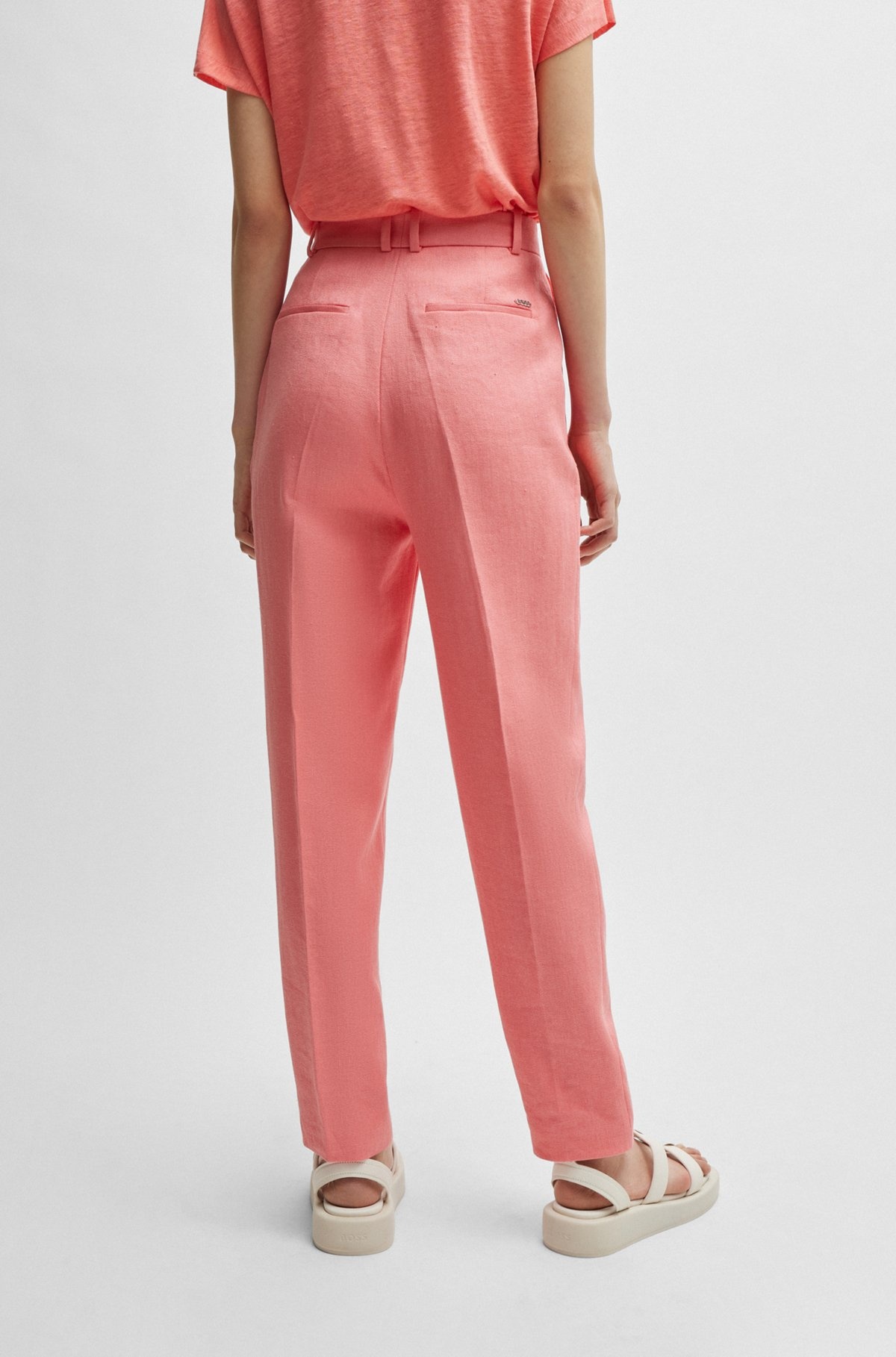TAPERED-FIT TROUSERS IN LINEN-BLEND TWILL - 4