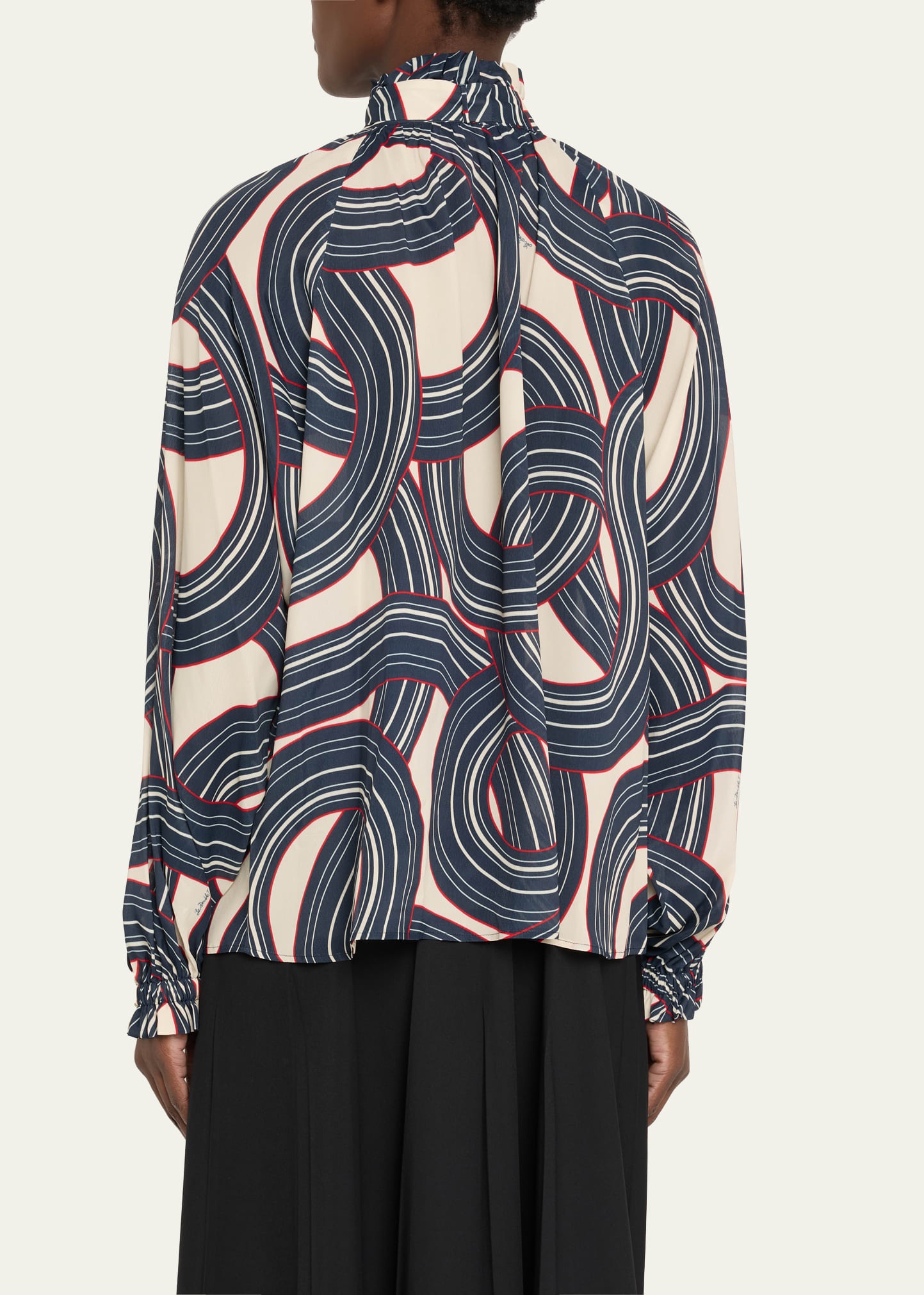 Cerere Placee Printed Blouse with Tie Neck - 3