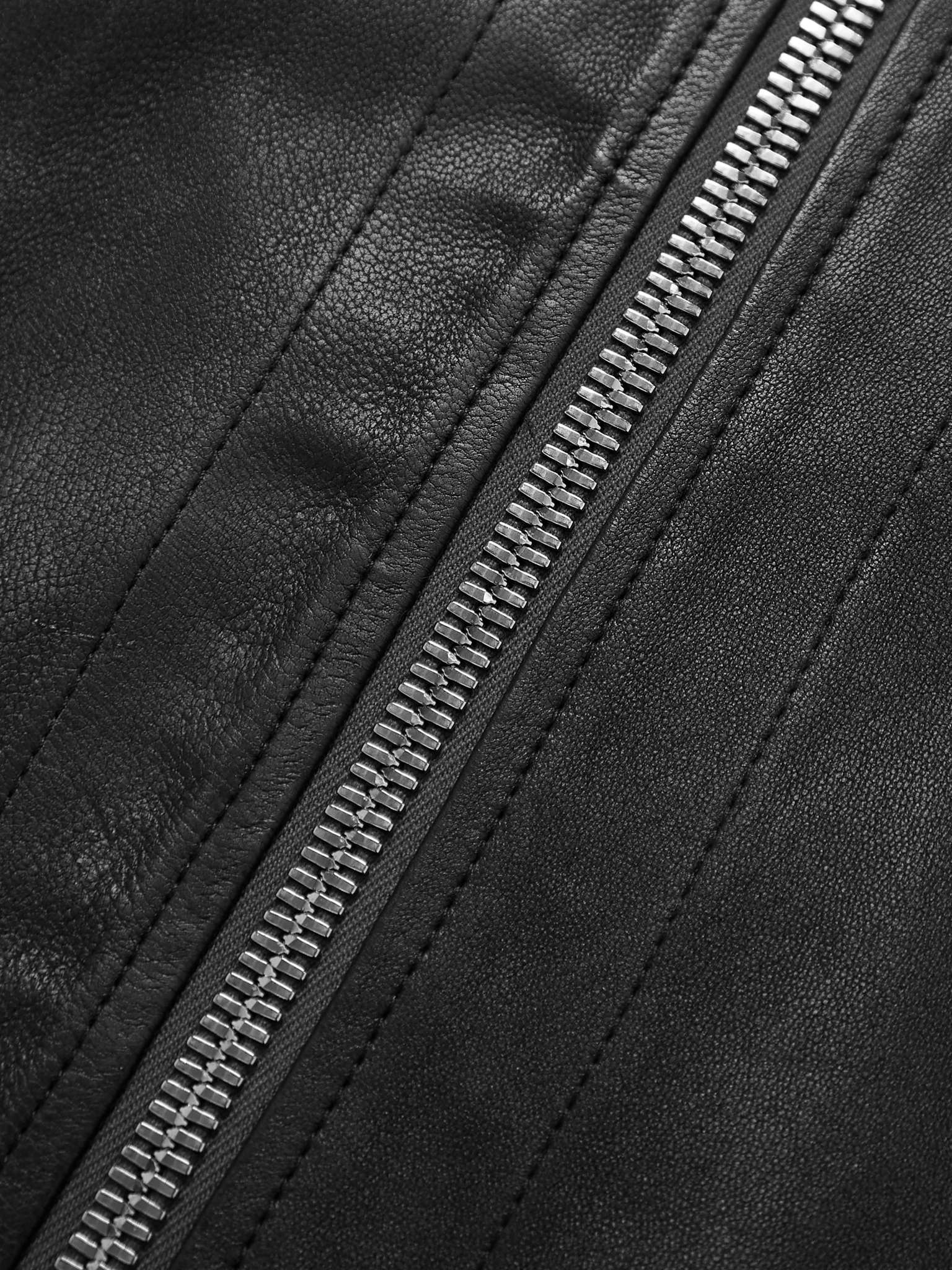 Gary Asymmetric Stretch Leather-Blend Biker Jacket - 3