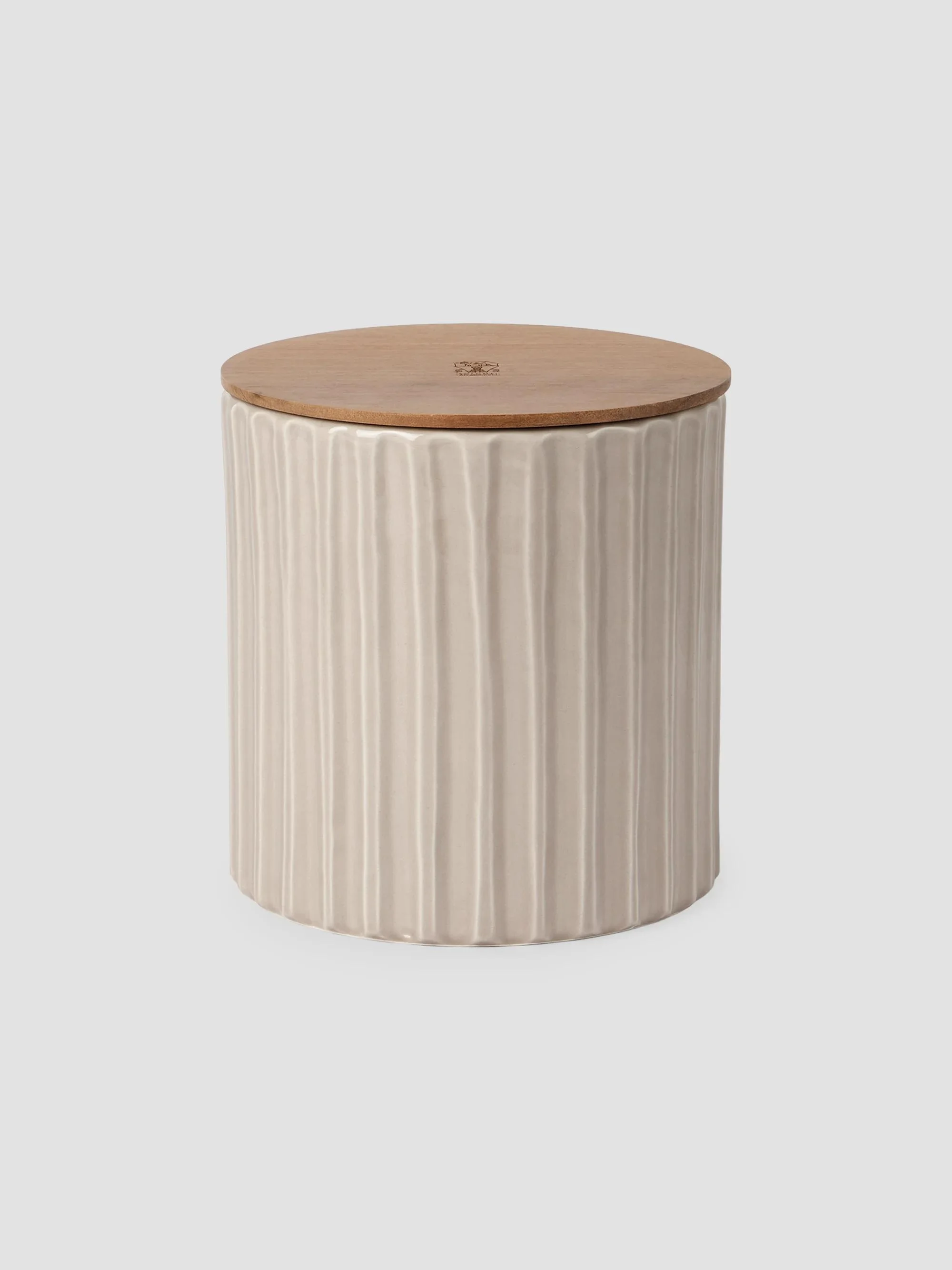 Large Scented Candle in Ridged Ceramic Vessel - Beige - 1