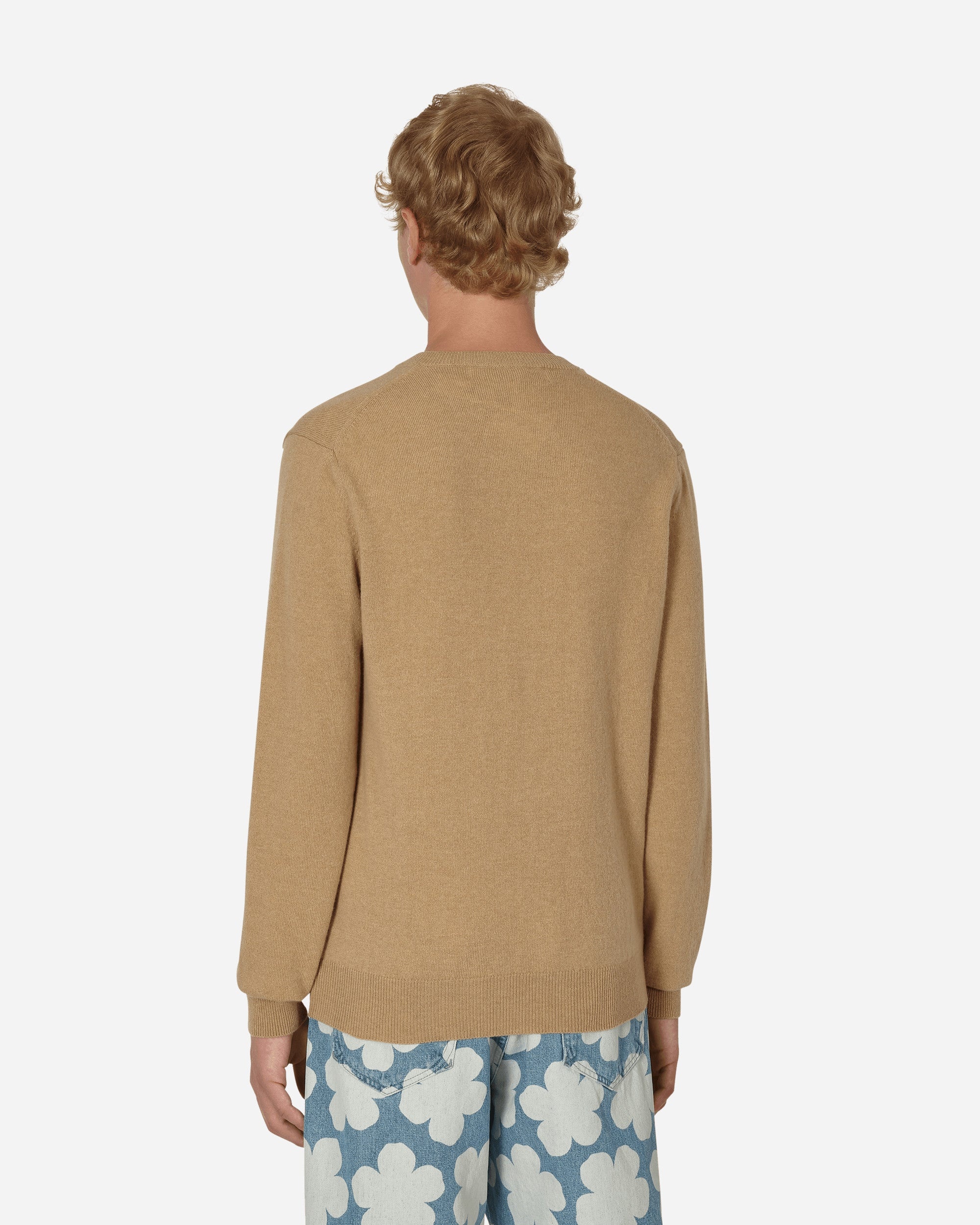 Invader Heart V-Neck Sweater Beige - 3