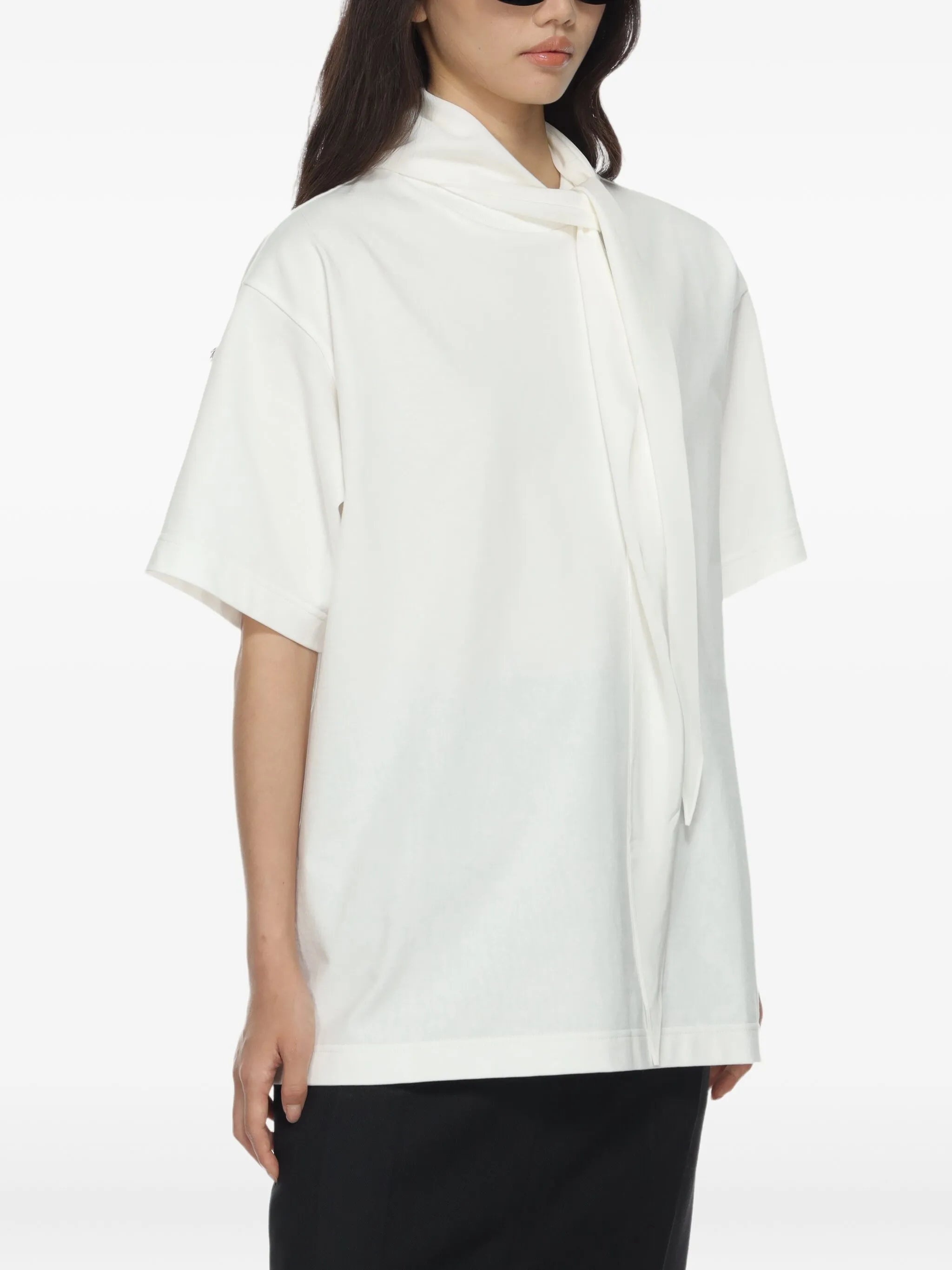 Carven Scarf-collar Cotton T-shirt - 5