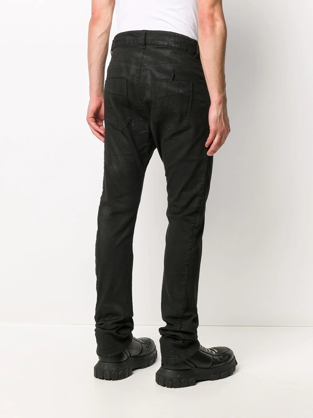 coated finish drop-crotch jeans - 4