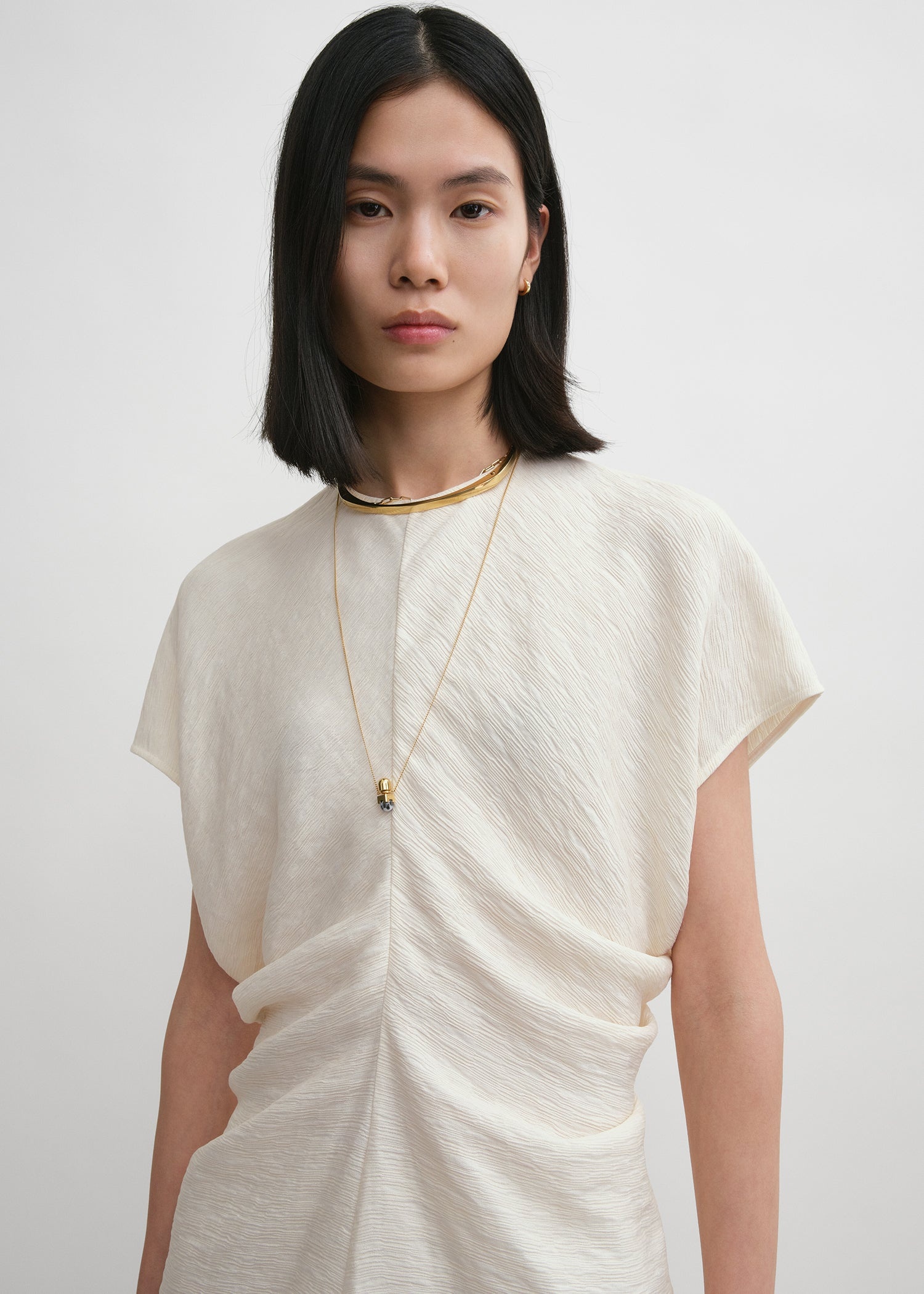 Slouch waist crinkled top cream - 5