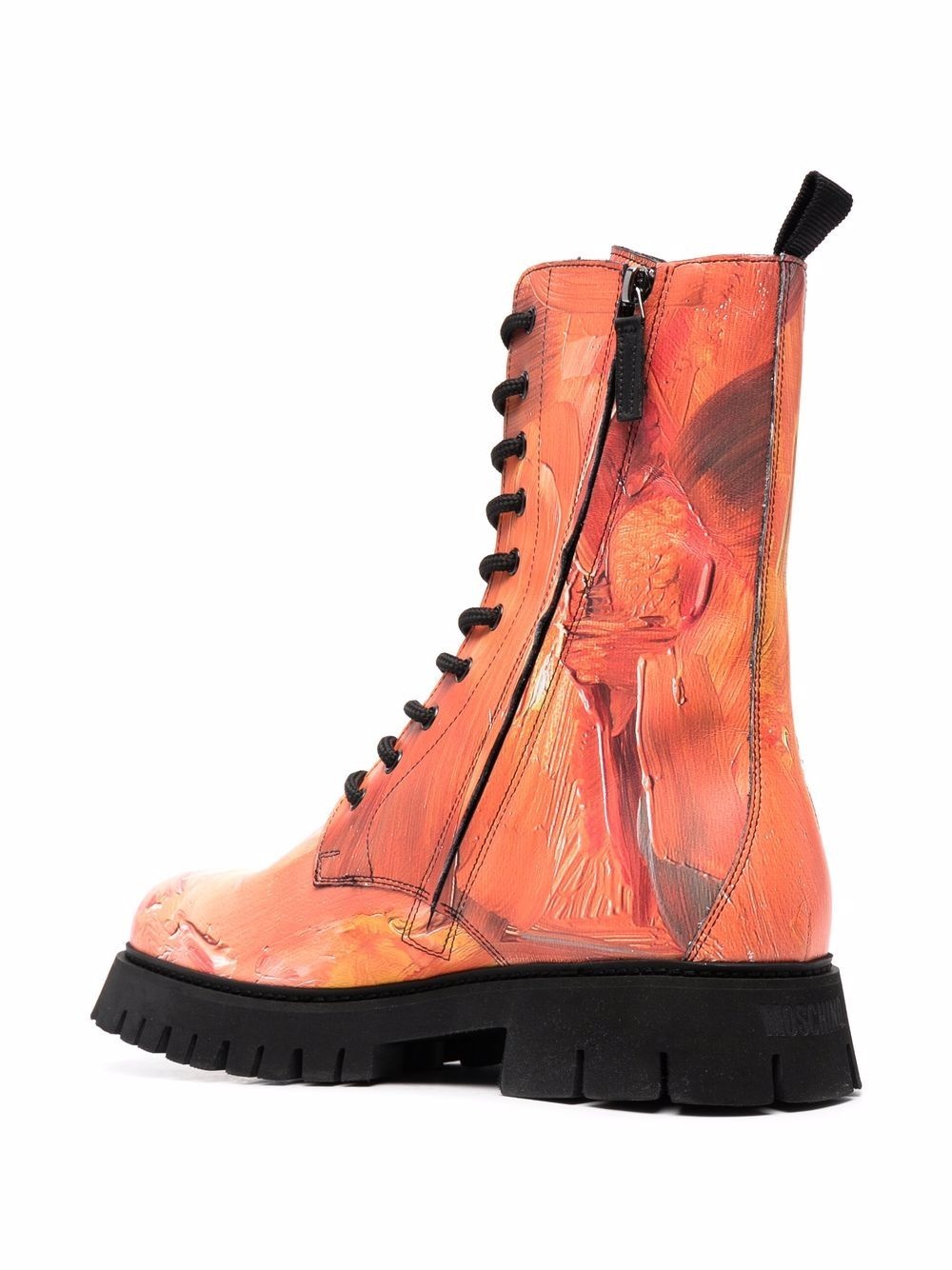 abstract-print combat boots - 3