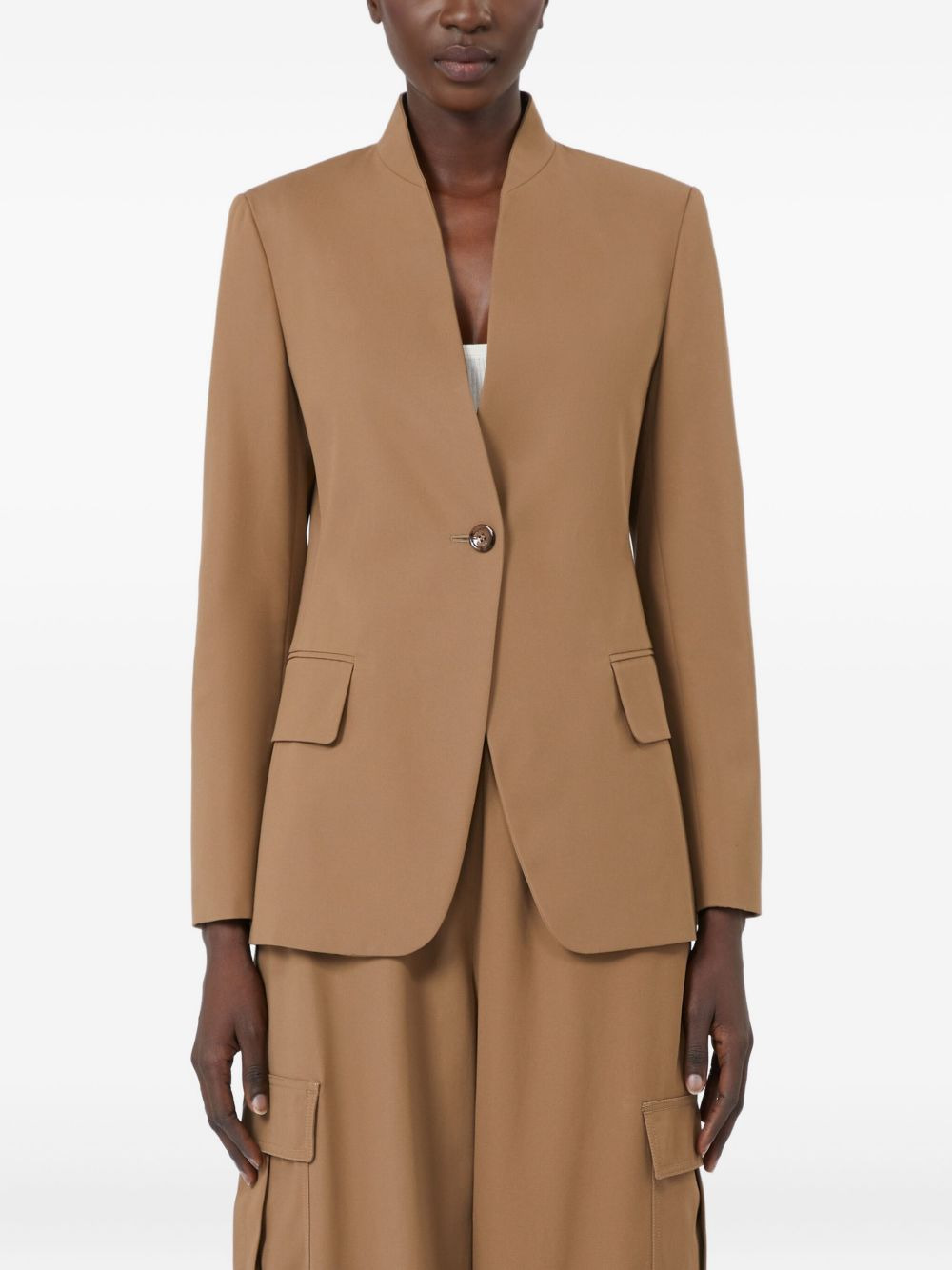 stand-collar single-button jacket - 3