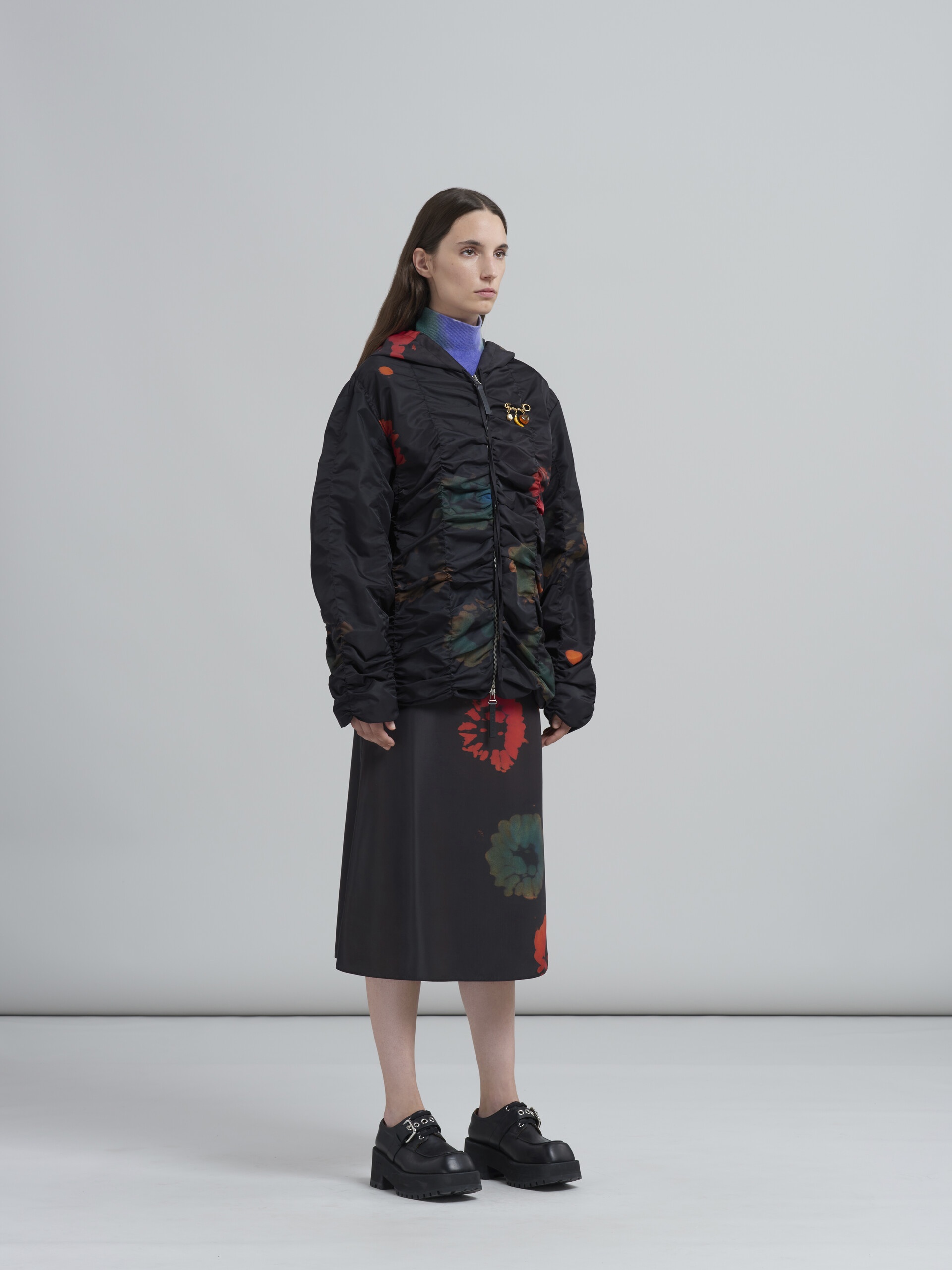 SUNFLOWER PRINT NYLON TWILL PARKA - 6