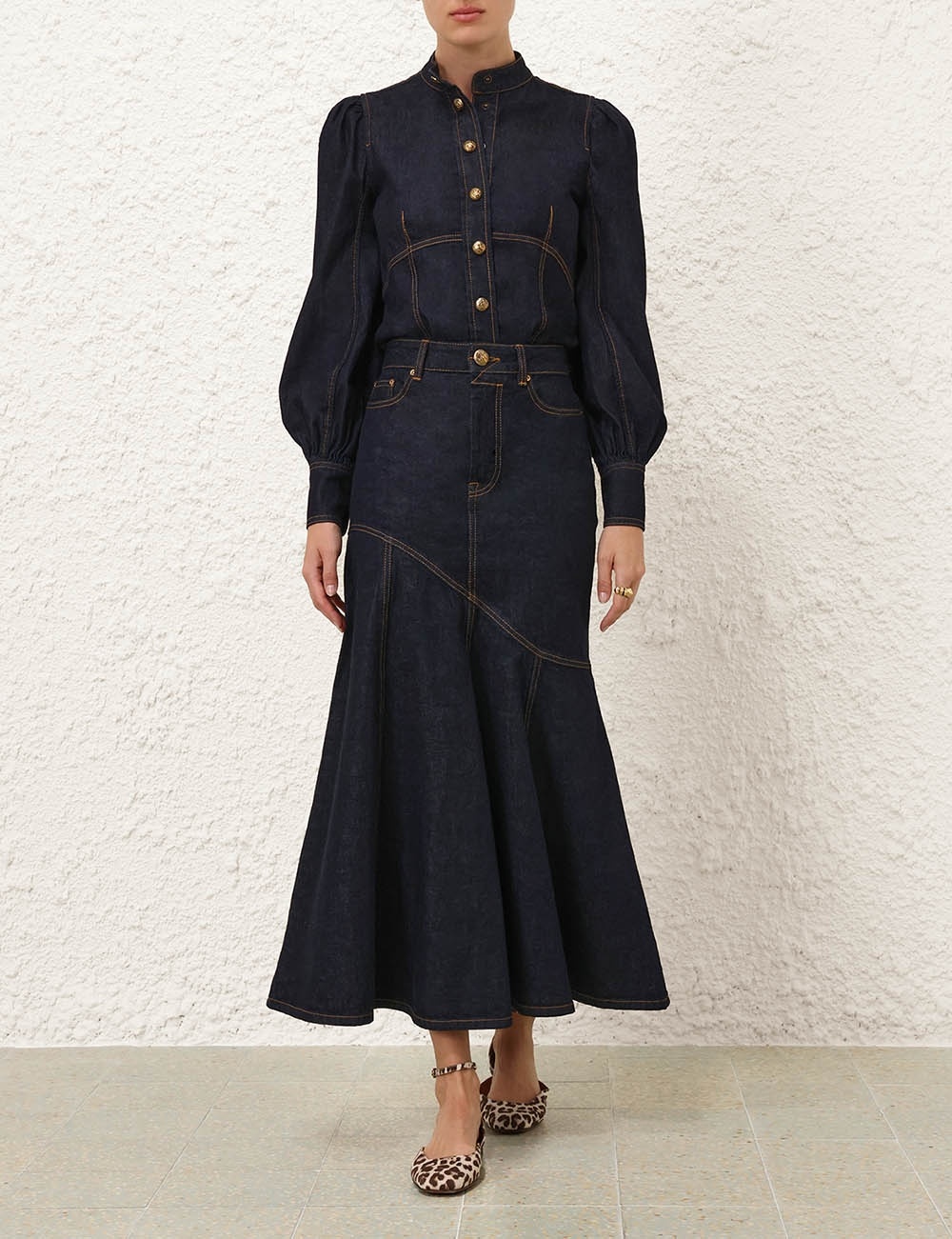 ILLUSTRATION DENIM MIDI SKIRT - 7