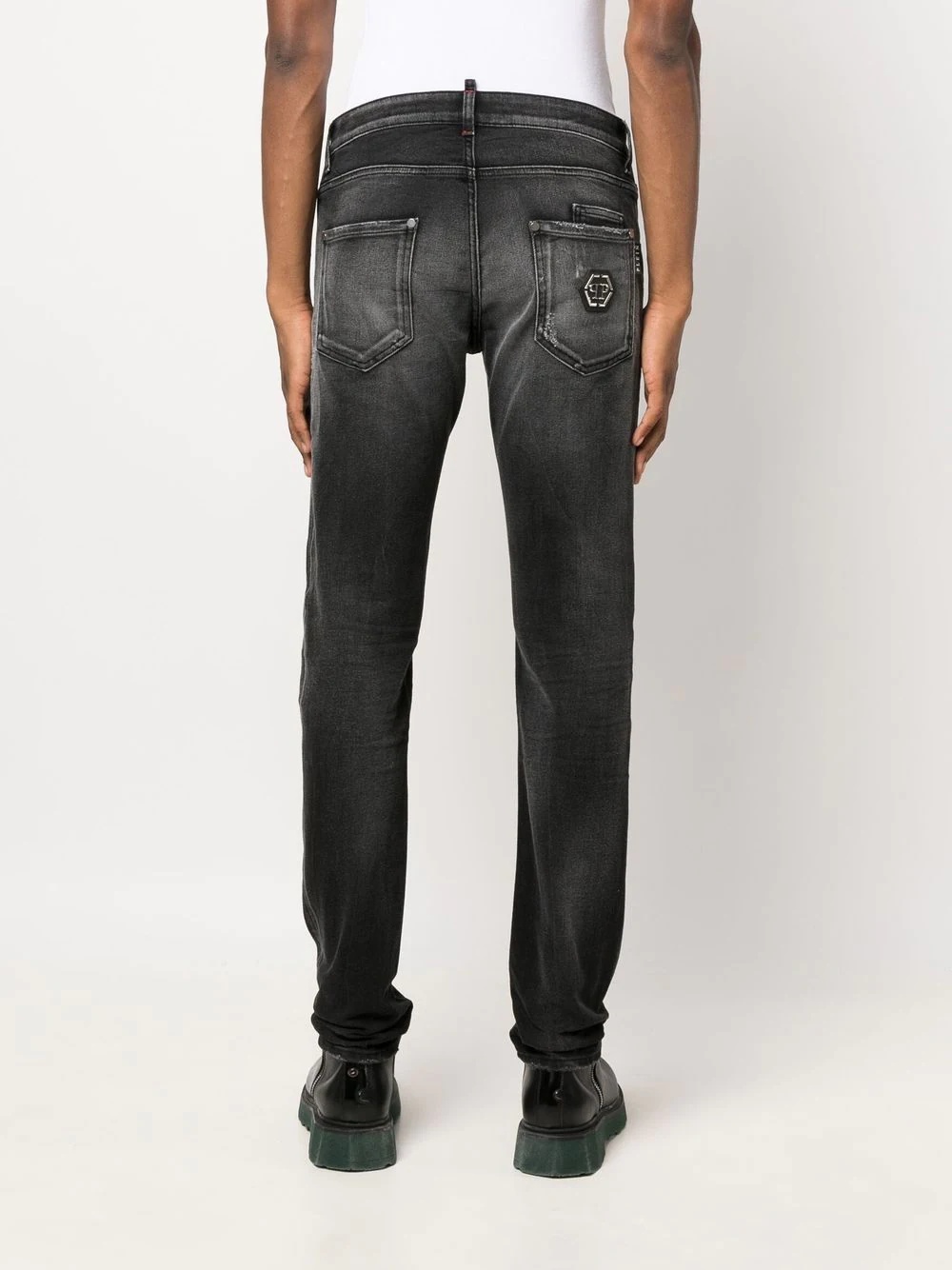 logo-plaque skinny-cut jeans - 4