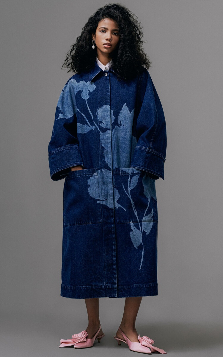 Denim Floral-Printed Coat blue - 2