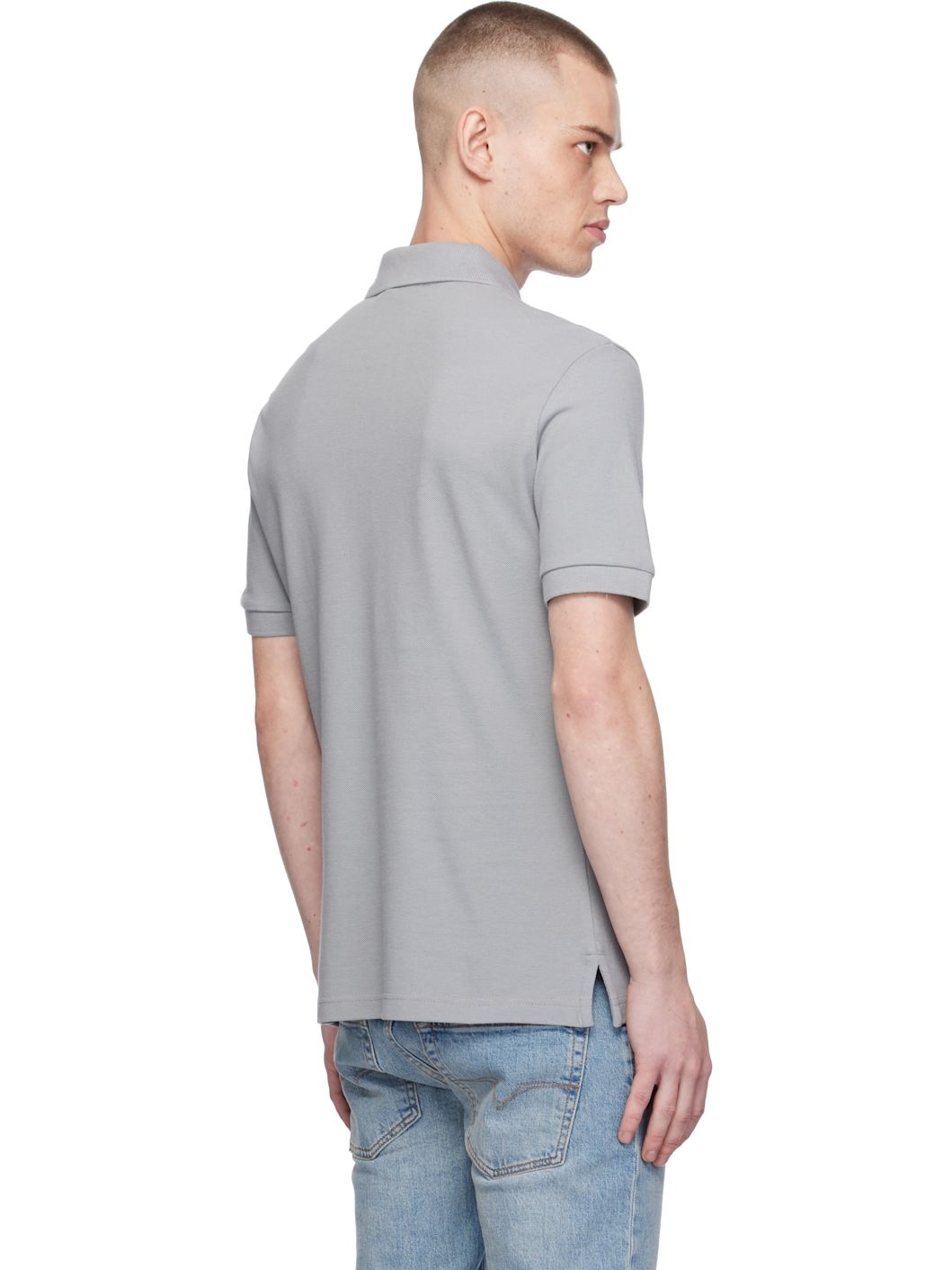 Gray Logo Slim-Fit Polo - 3