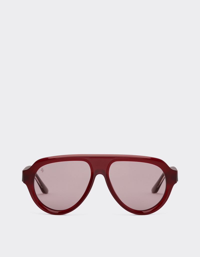 Ferrari sunglasses in opal red acetate with gold mirrored purple polarized lenses 1