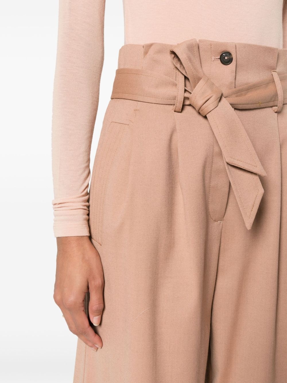 belted flannel trousers - 4
