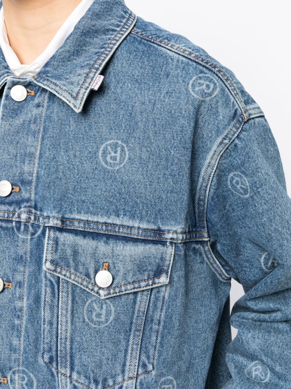 monogram-print denim jacket - 6