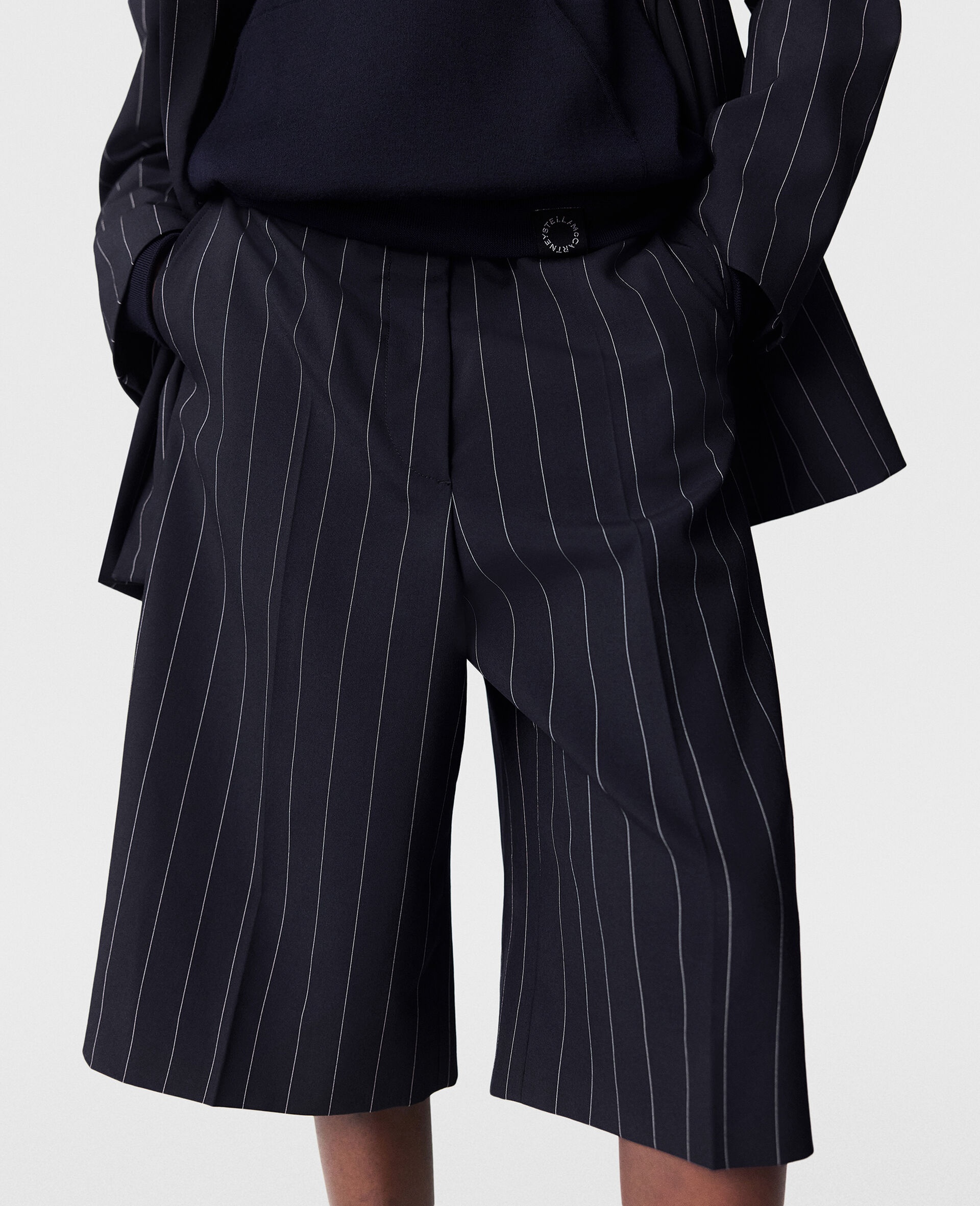 Tailored Pinstripe Wool Shorts - 5