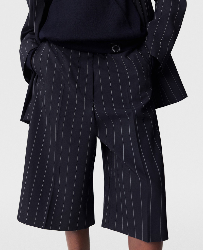 Tailored Pinstripe Wool Shorts 5