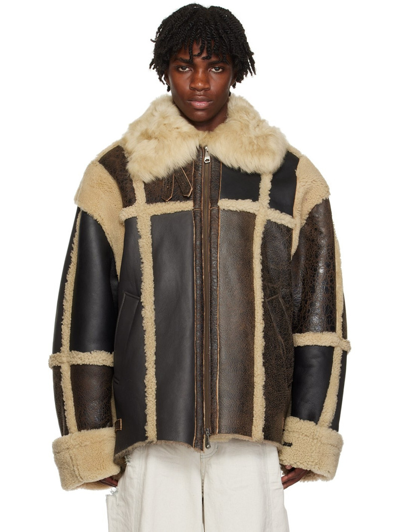 Brown Paneled Leather Jacket 1