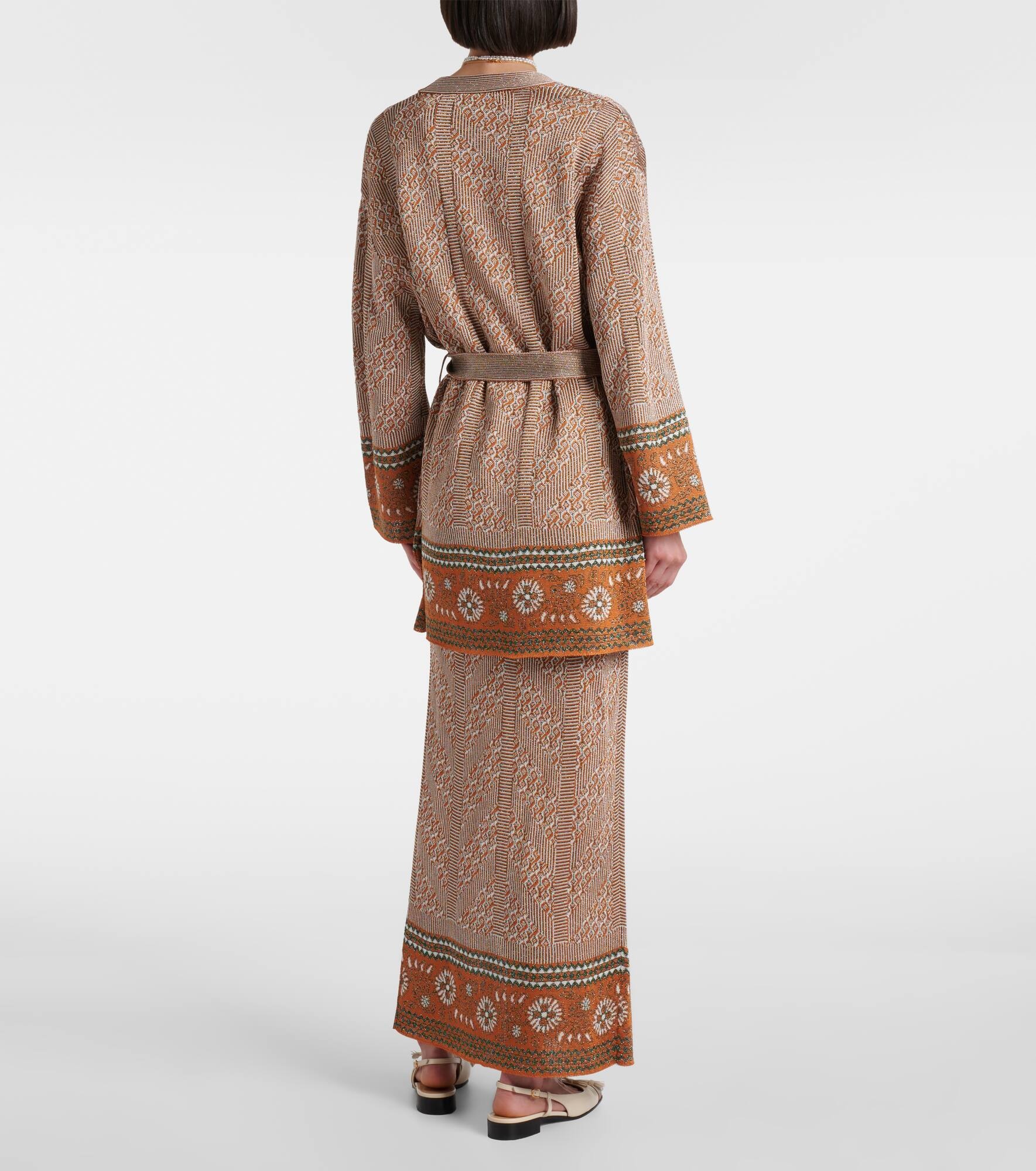 Jacquard lamé wrap cardigan - 3