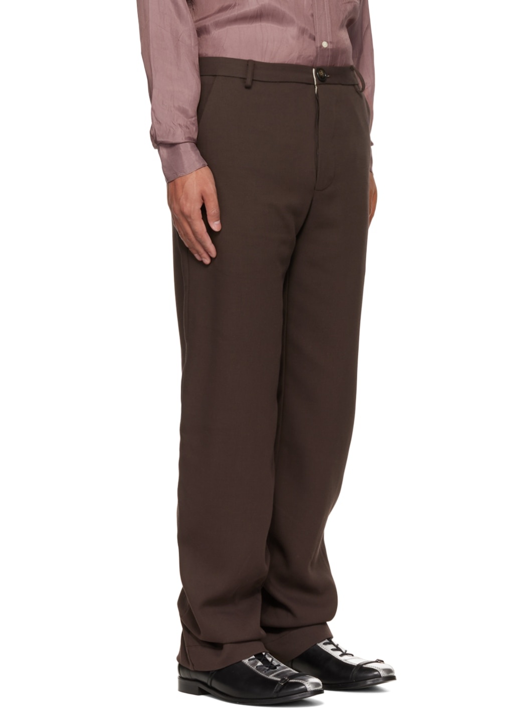 Brown Draped Trousers - 2