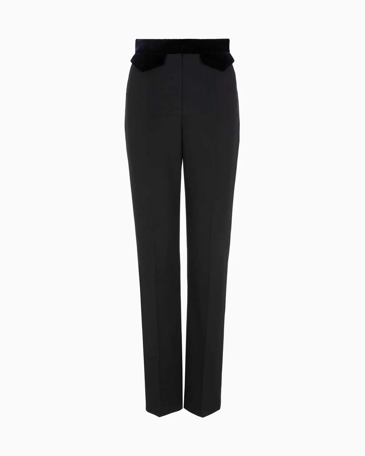 Straight trousers in barathea virgin wool and velvet - 1