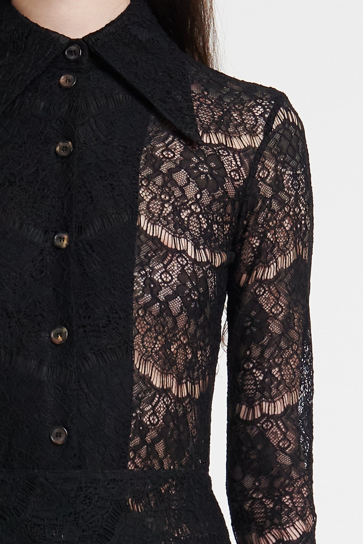 FITTED LACE SHIRT BLACK - 7