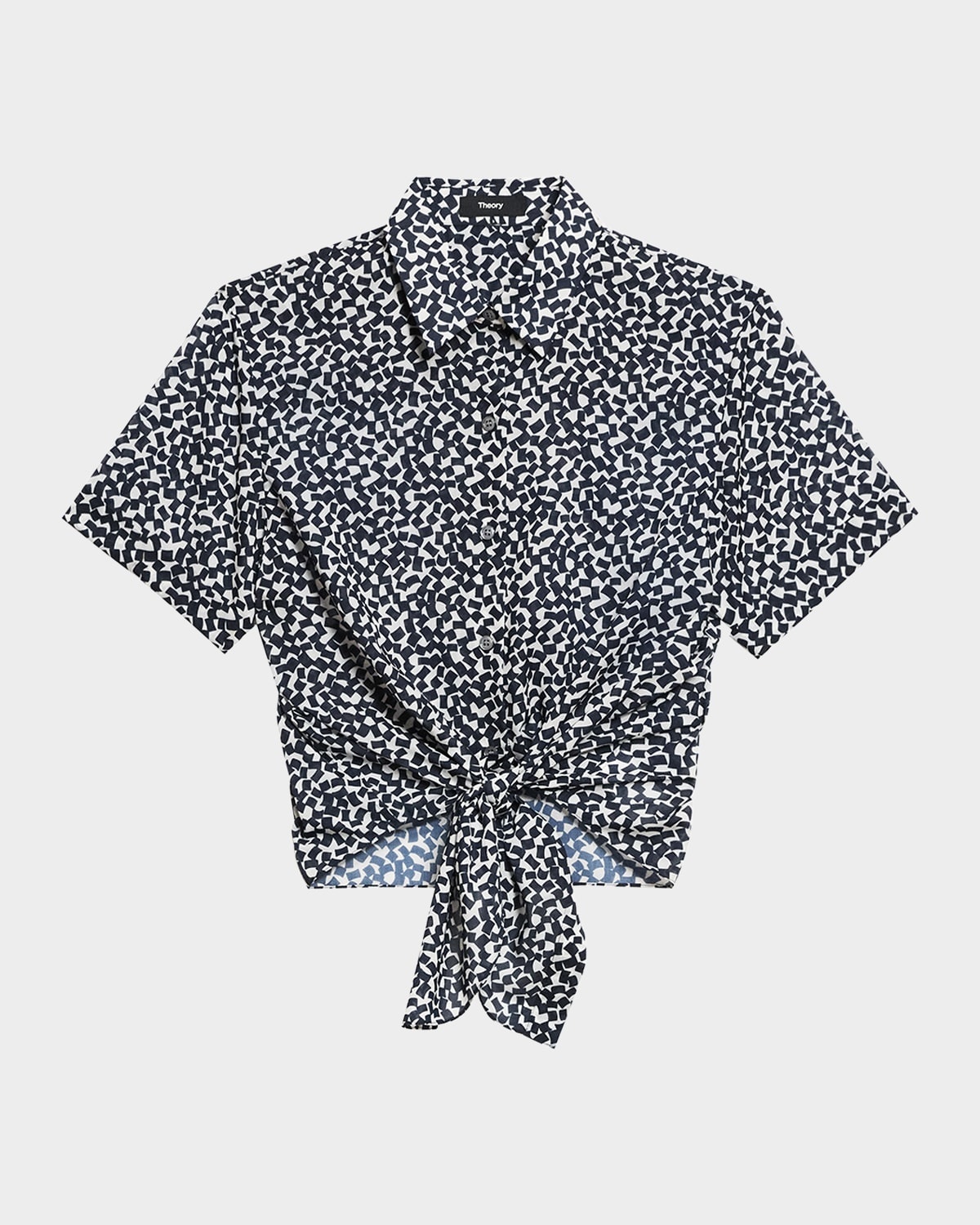 Geometric-Print Tie-Front Shirt - 1
