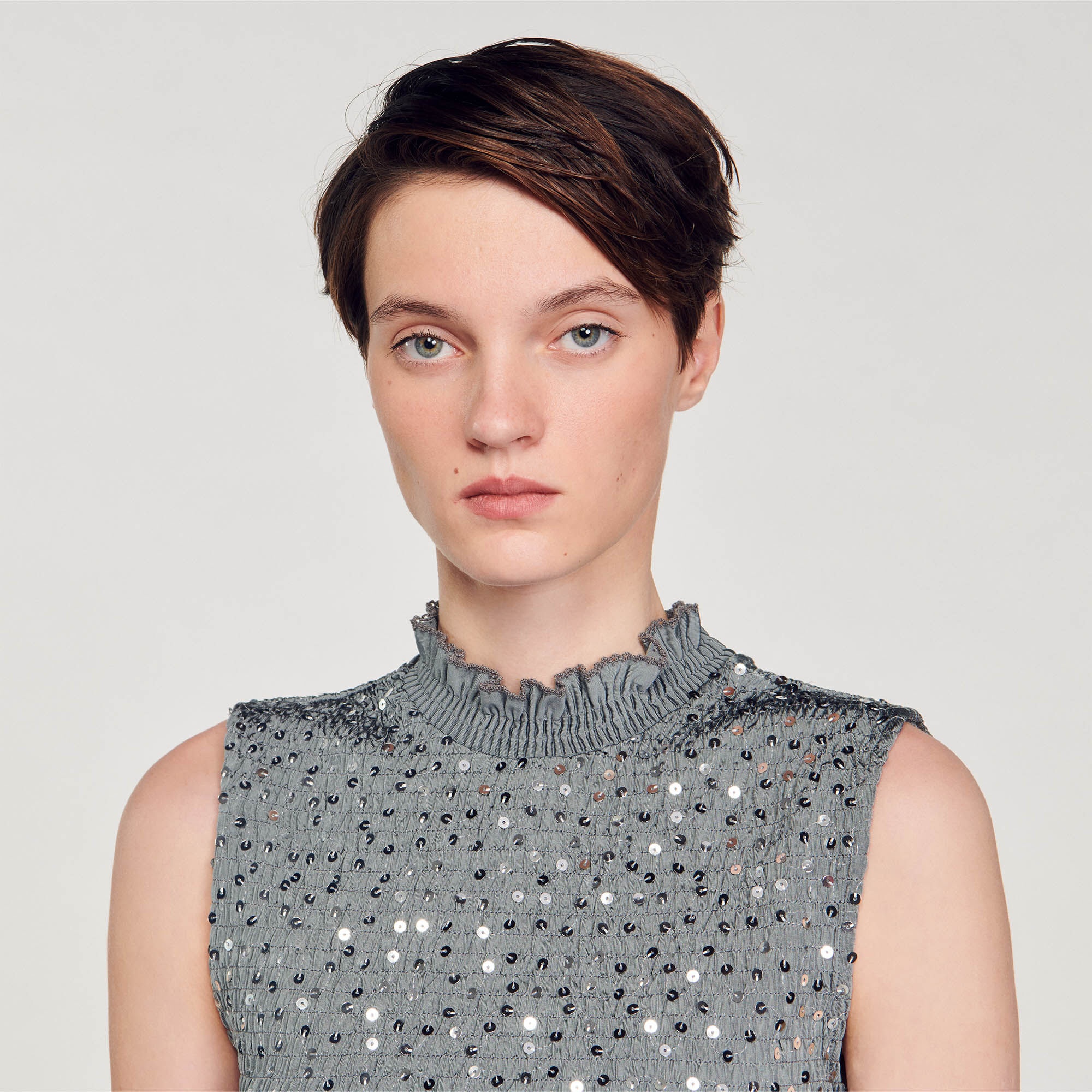 SMOCKED TOP WITH SEQUINS - 4