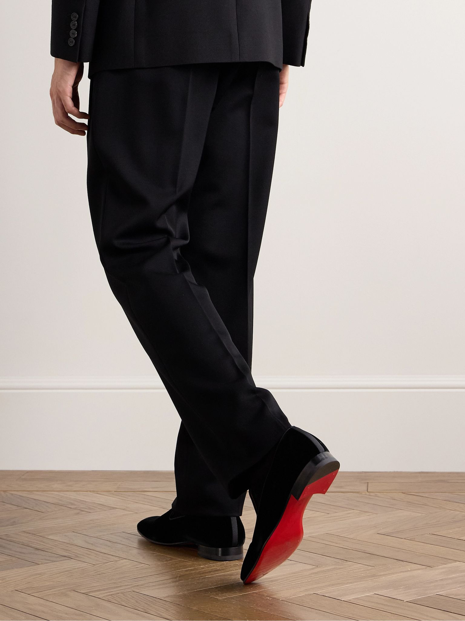 Dandelion Grosgrain-Trimmed Velvet Loafers Black - 2