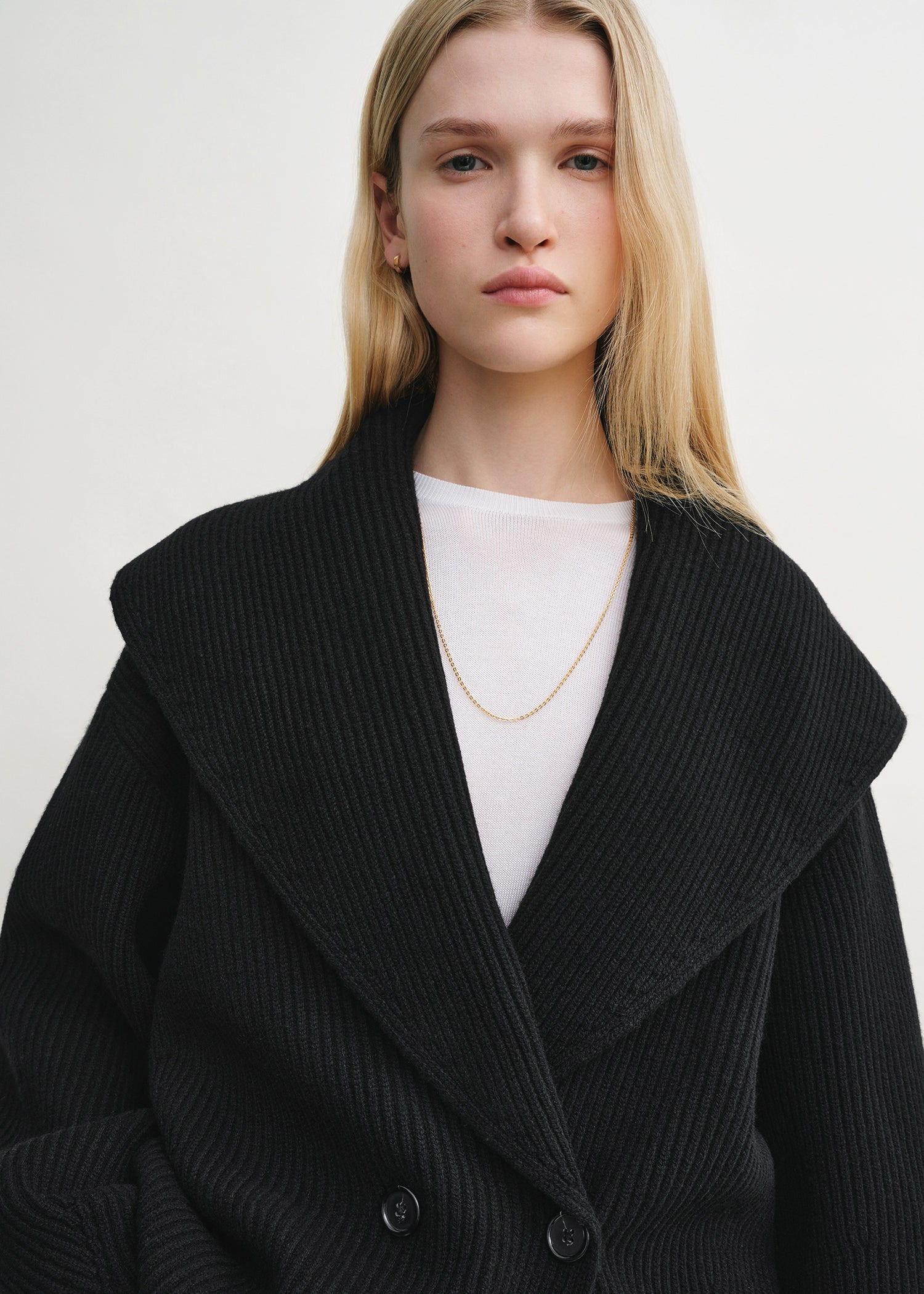Shawl-lapel cardigan black - 4