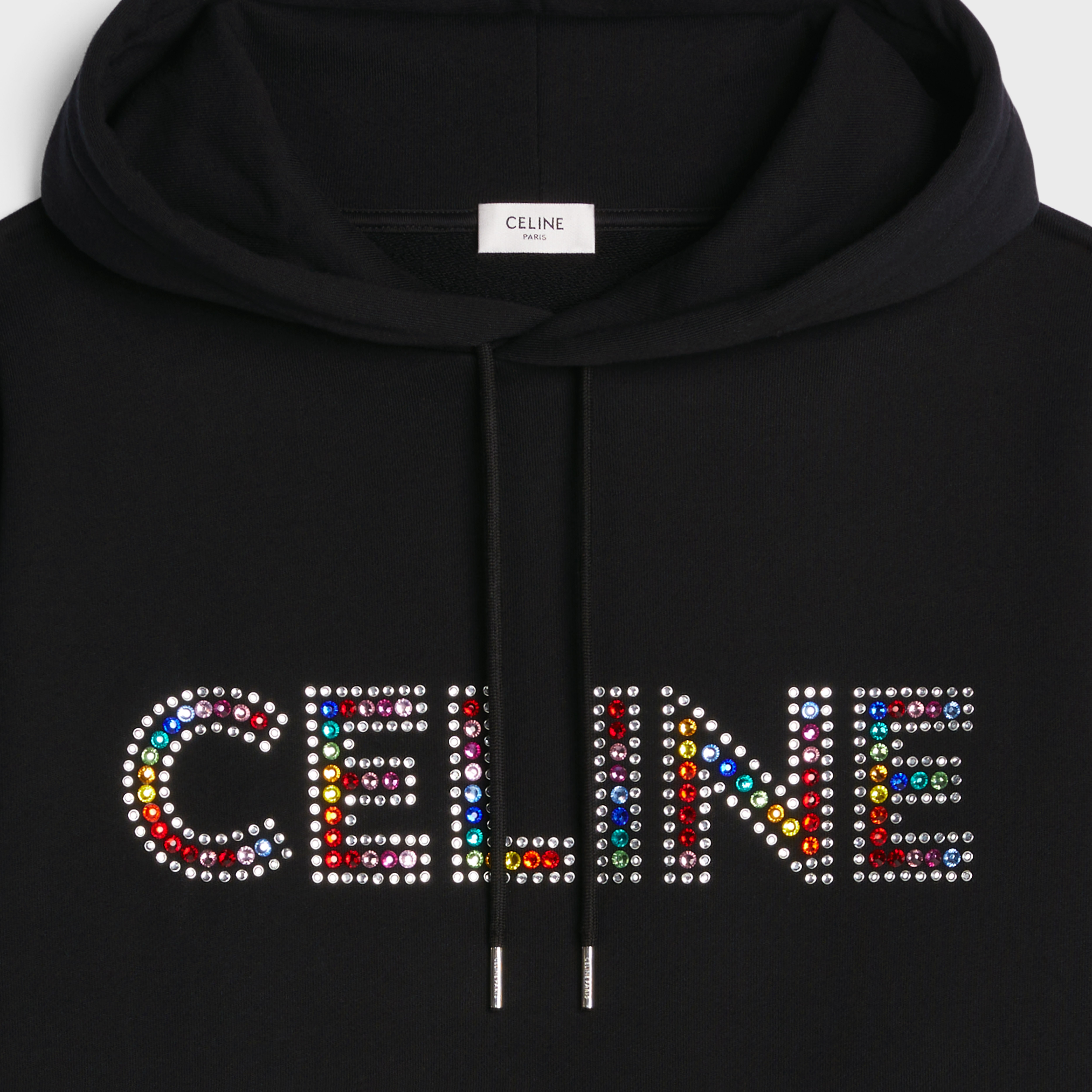 Celine cotton fleece hoodie with rhinestones - 3